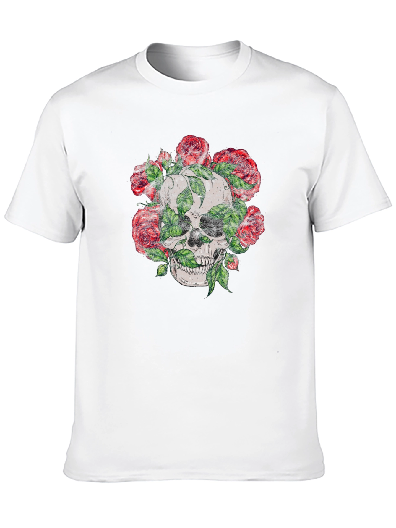 Black Skull & Roses Graphic Tee - Men's Black T-Shirt view 10