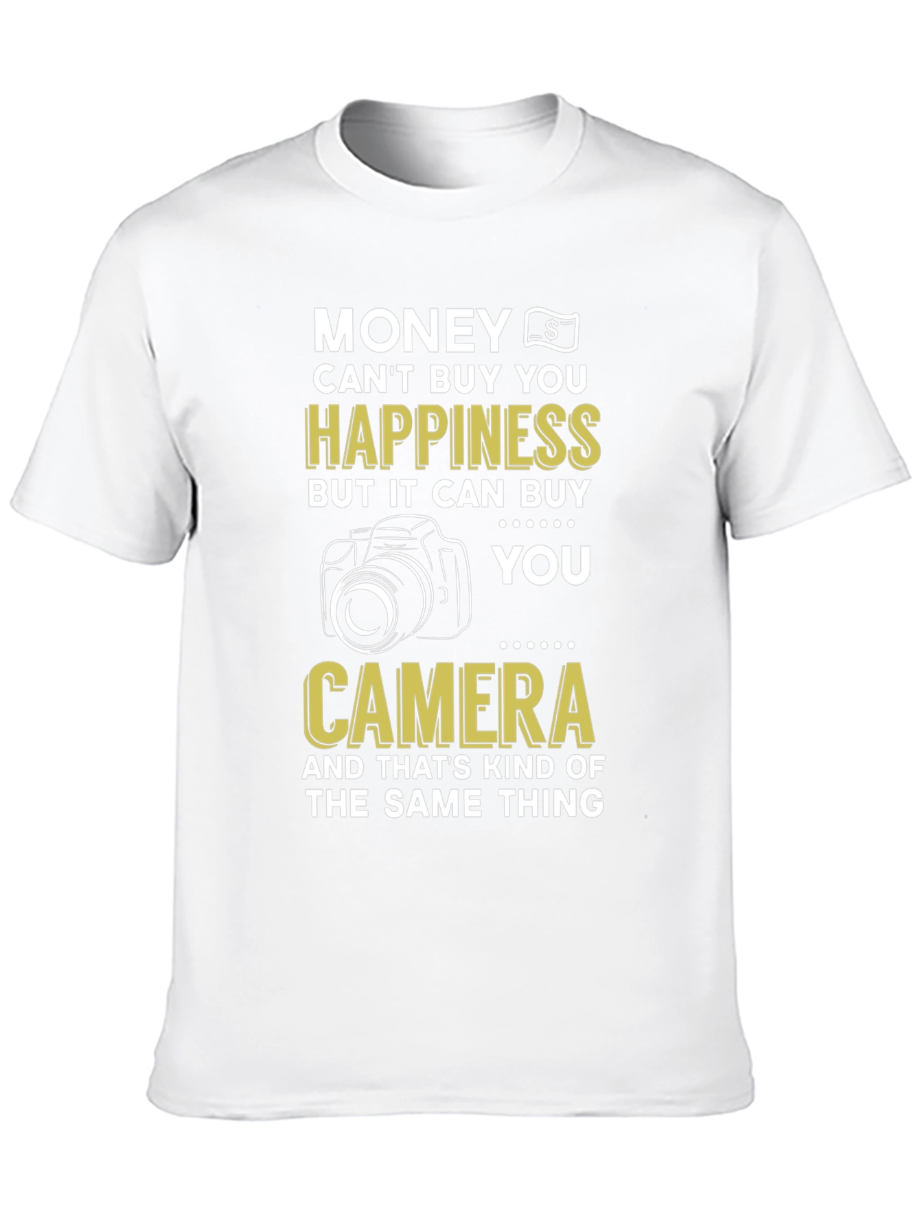 Black Funny Photography T-Shirt, Money Can't Buy Happiness Camera Tee view 10