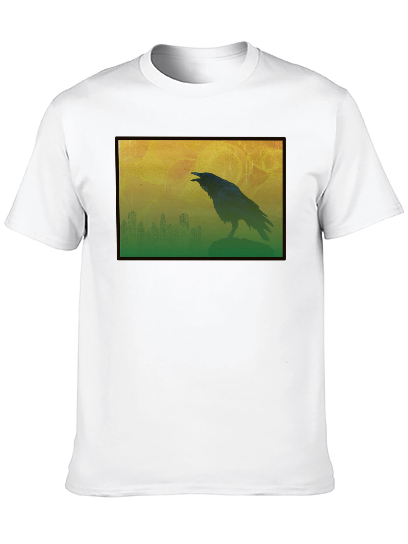 Black Raven Silhouette Graphic Tee - Men's Black T-Shirt view 10