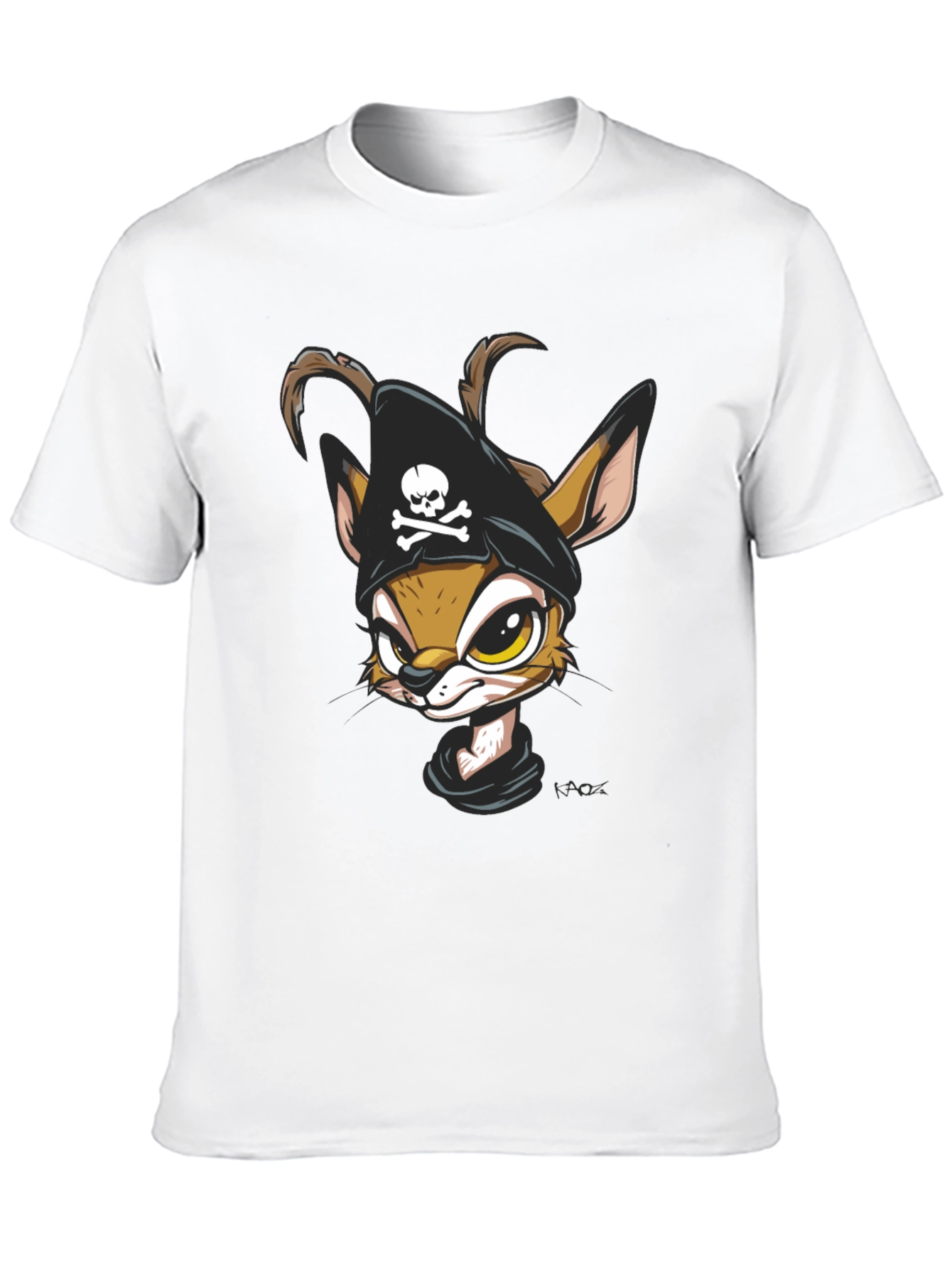 Black Pirate Fawn Graphic Tee - Unique Cartoon T-Shirt view 10