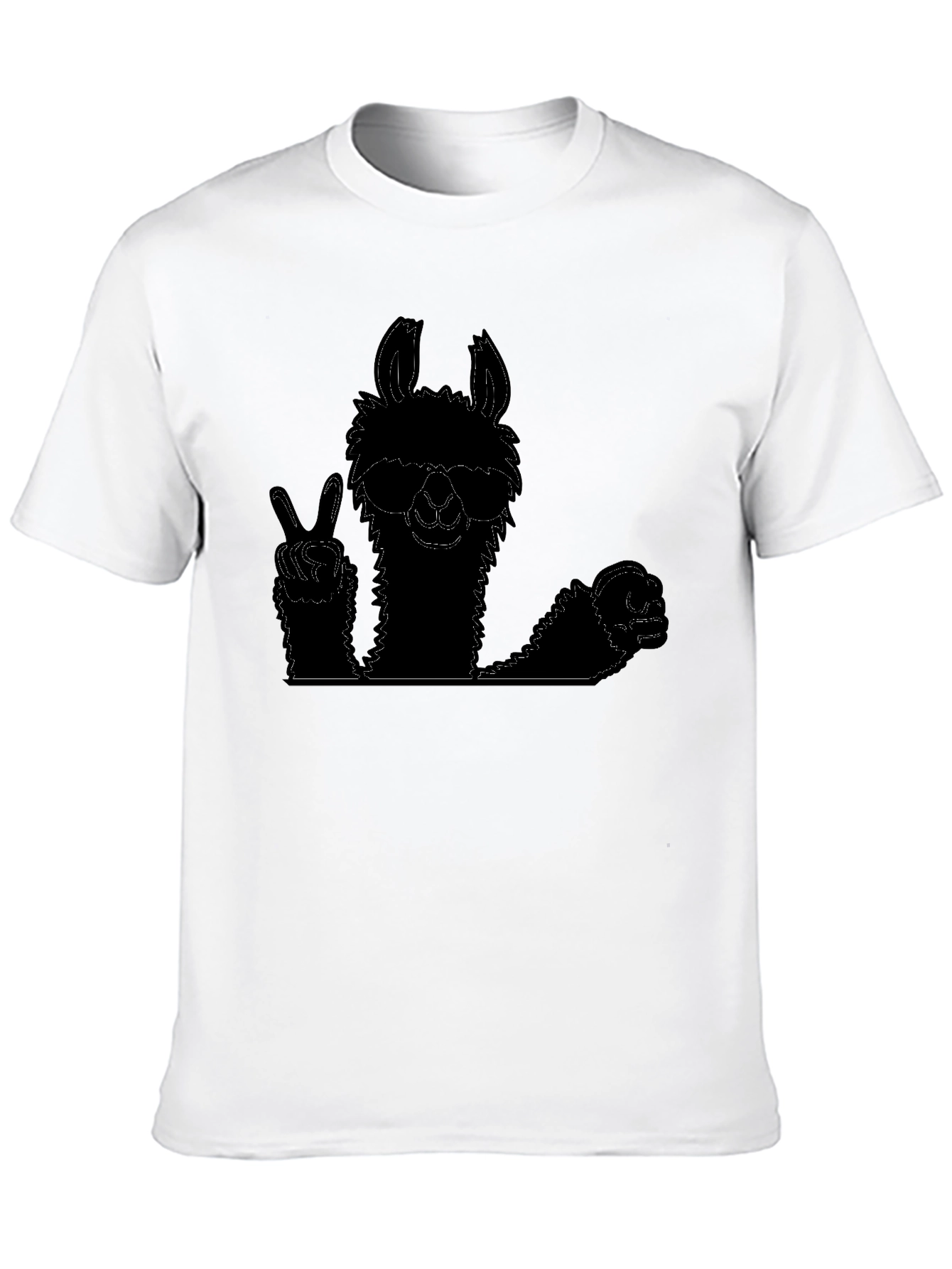 Black Cool Llama Graphic Tee - Peace Out Style view 10