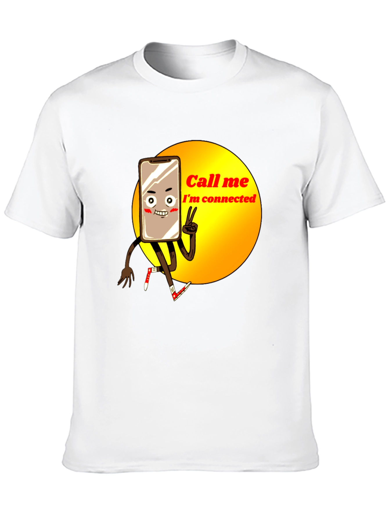 Black Connected Phone Cartoon T-Shirt view 10