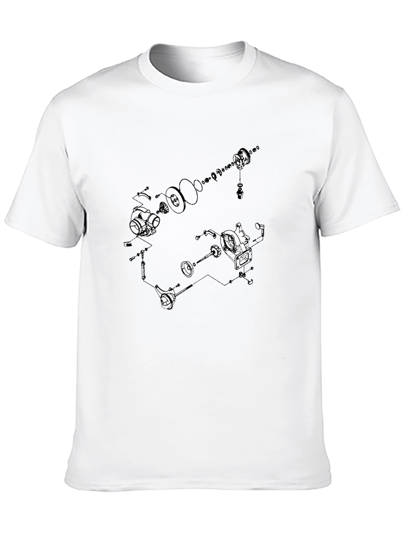 Black Technical Diagram Graphic Tee - Black Cotton T-Shirt view 10