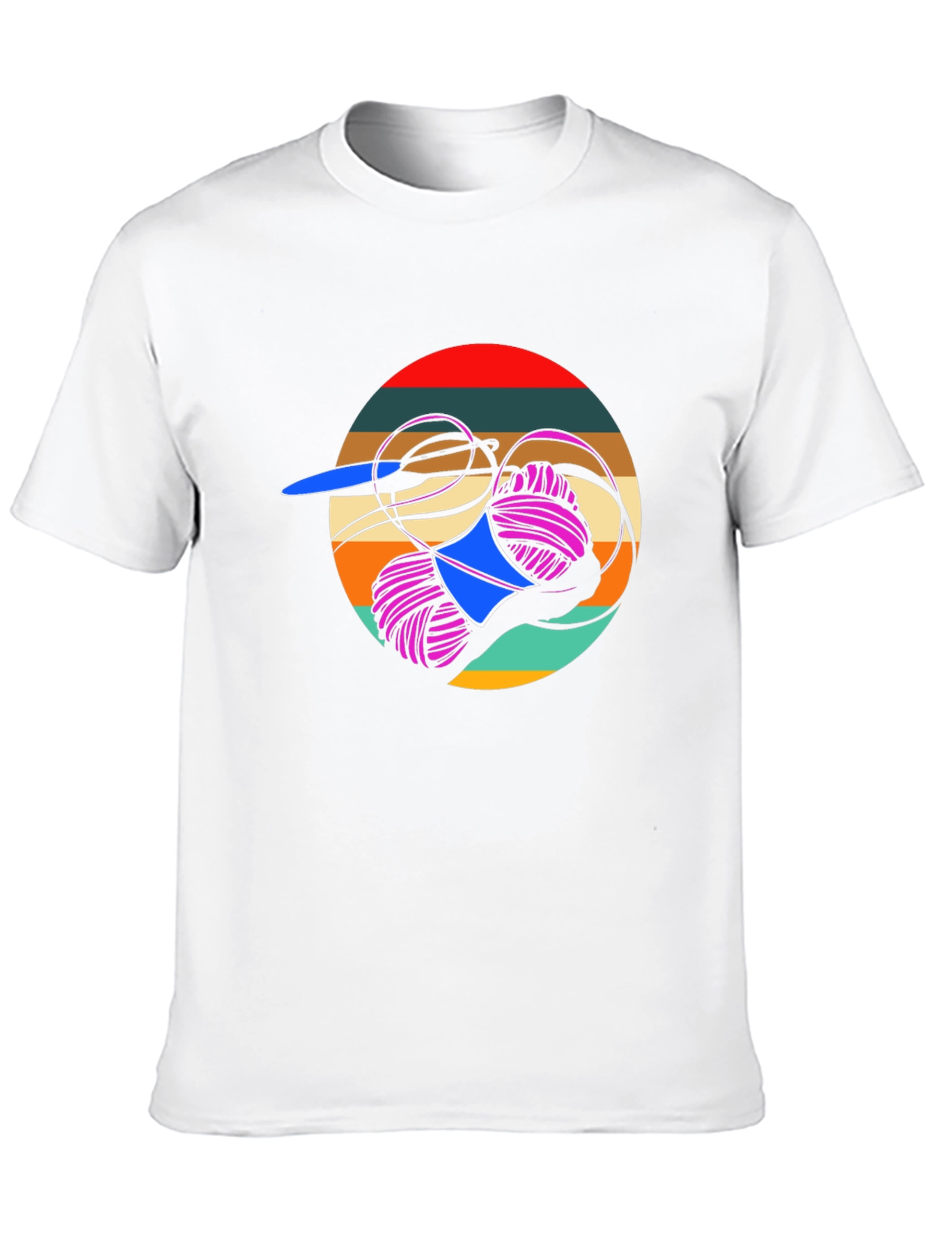 Black Retro Crochet T-Shirt Yarn Needle Knit Design view 10