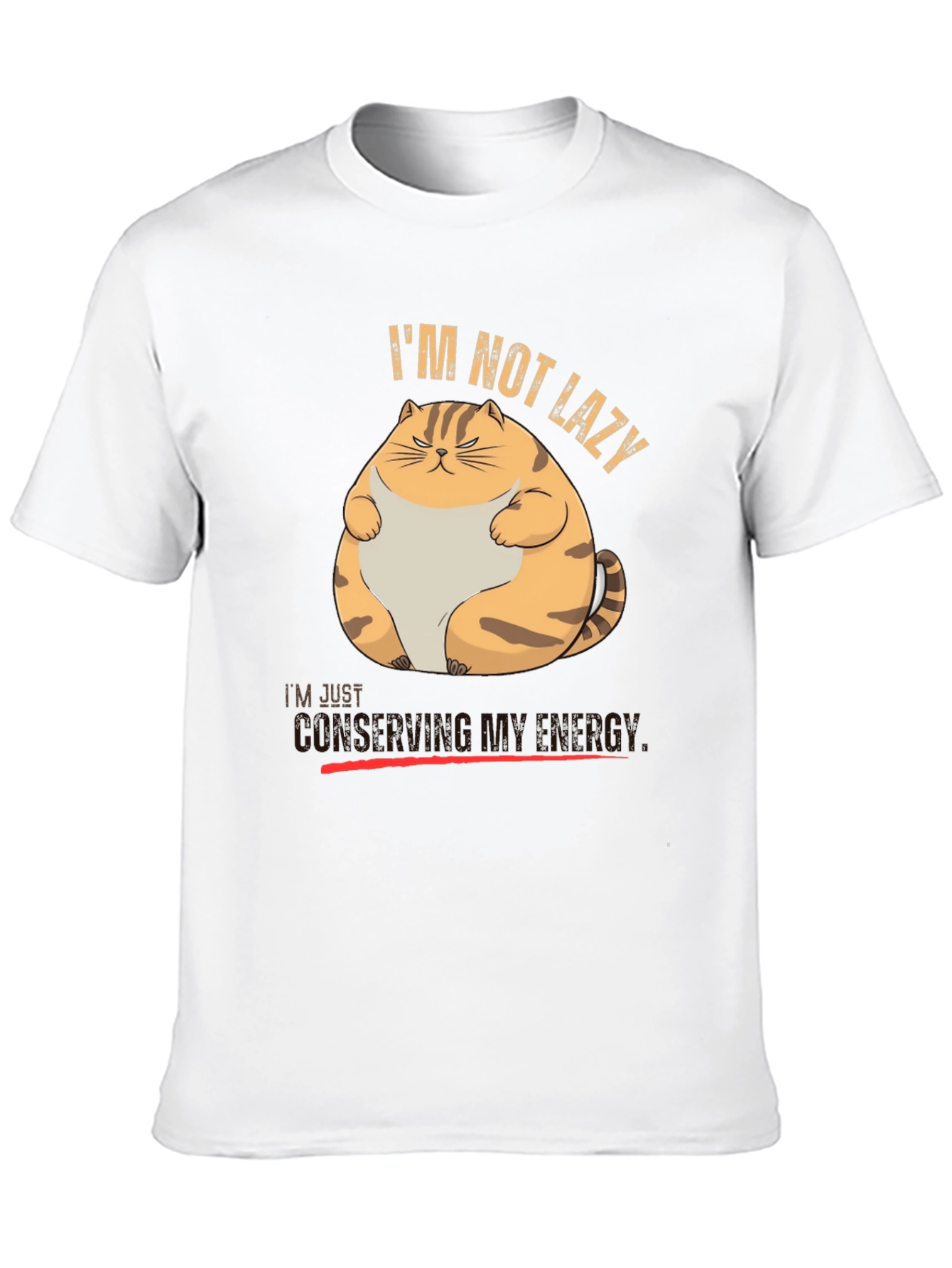 Black I'm Not Lazy Funny Cat T-Shirt view 10