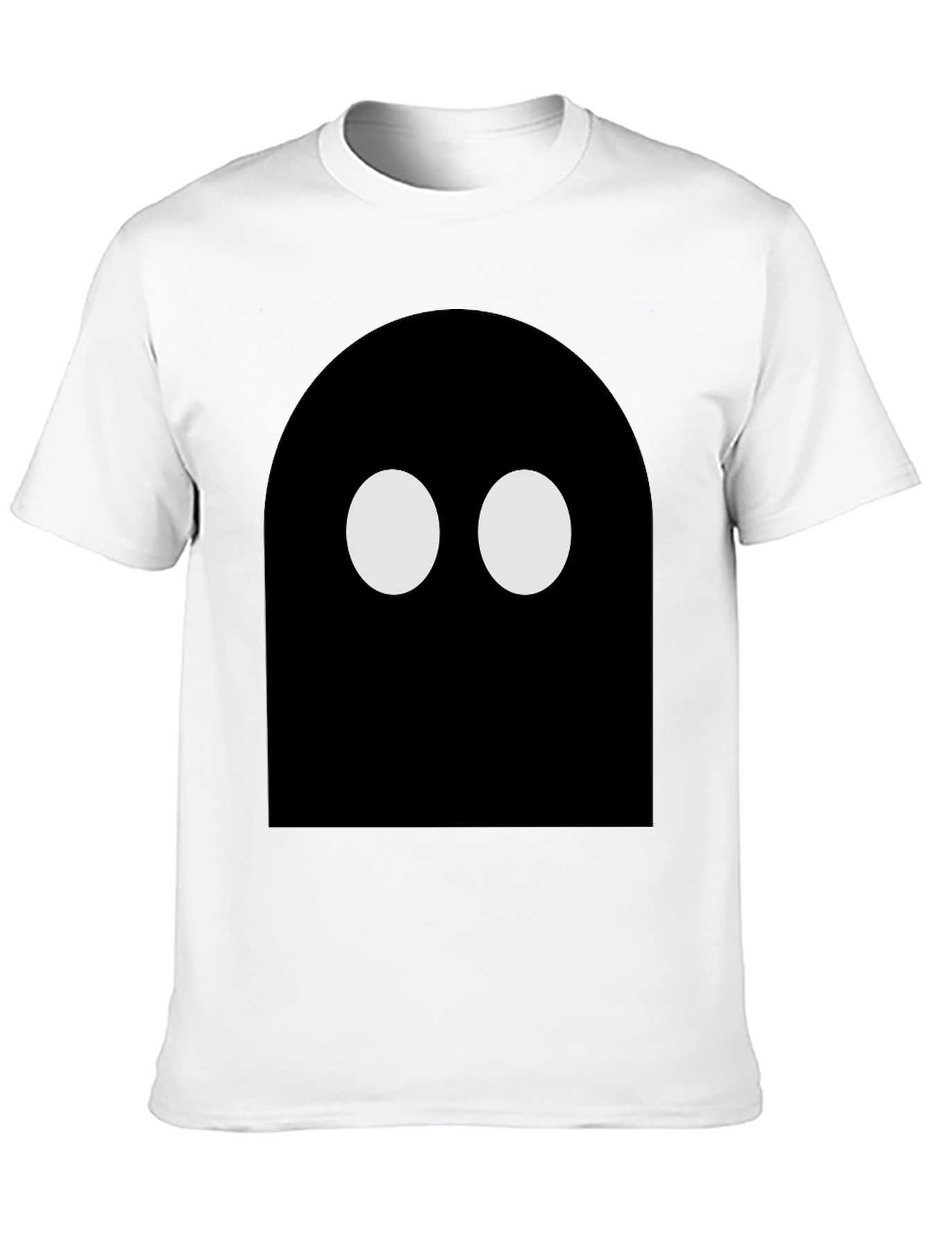 Black Minimalist Ghost T-Shirt - Black Cotton Tee view 10