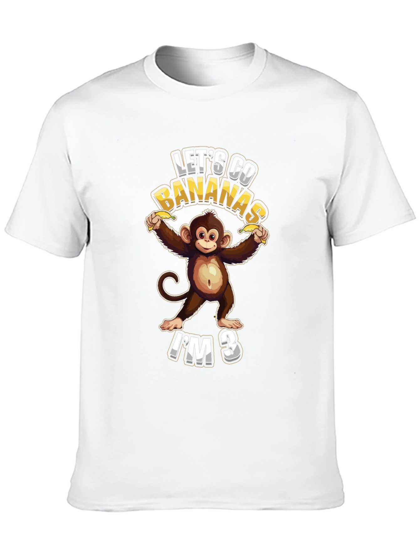 Black Let's Go Bananas I'm 3 T-Shirt view 10