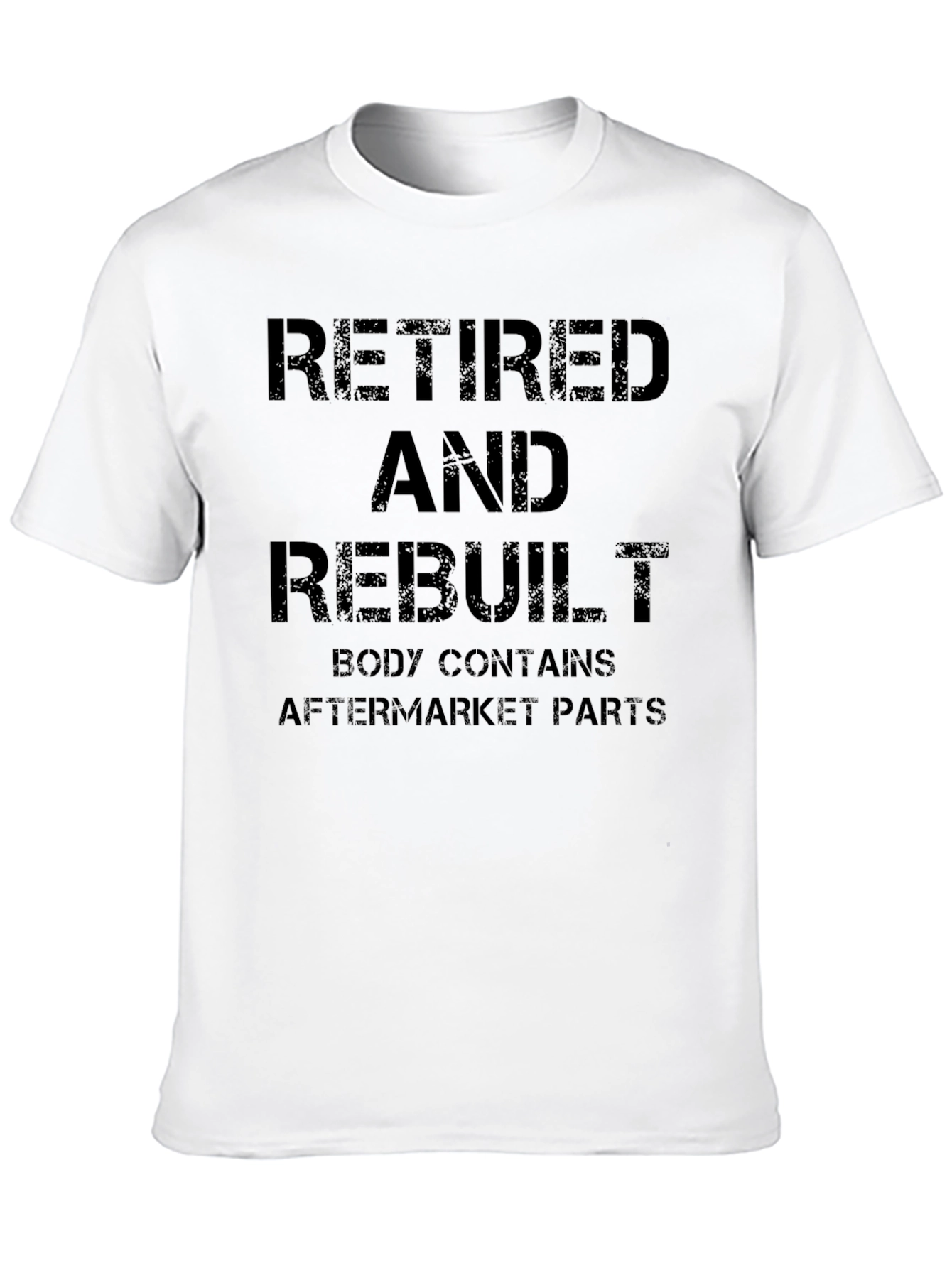 Black Retired & Rebuilt Graphic Tee - Aftermarket Parts Humor T-Shirt view 10
