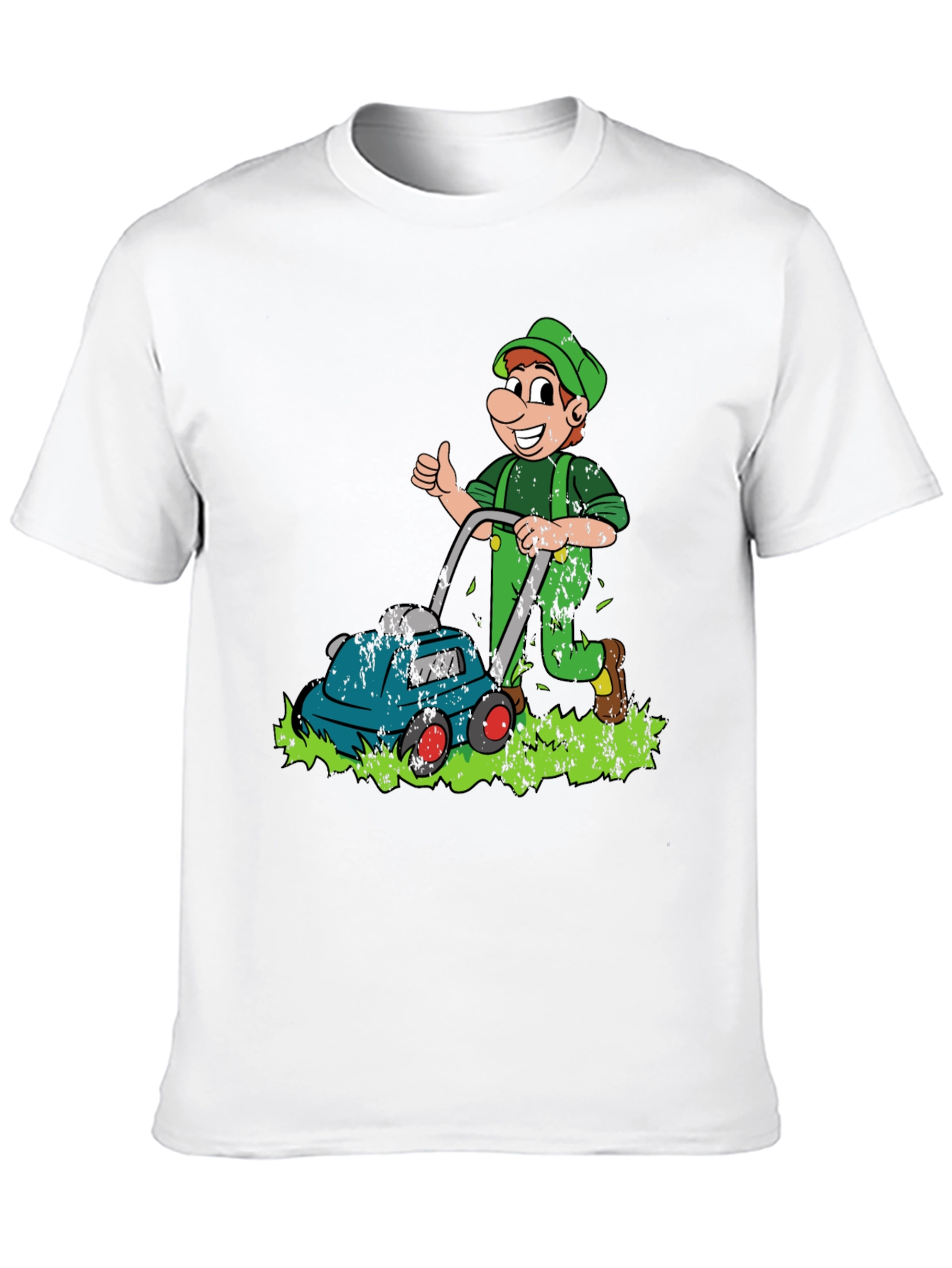 Black Funny Lawn Mower Cartoon Graphic T-Shirt view 10