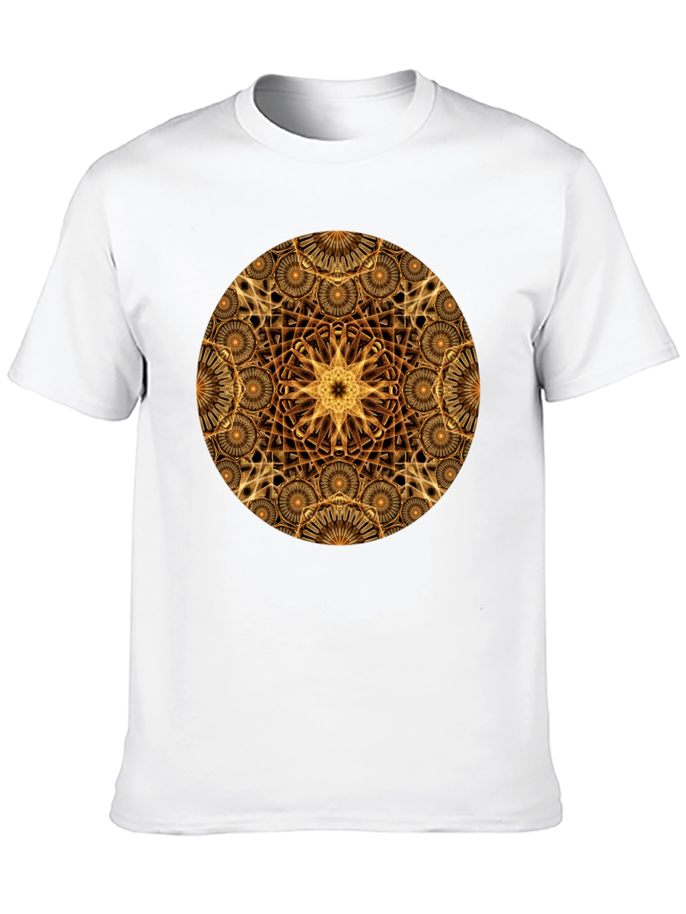 Black Geometric Gold Mandala Graphic T-Shirt view 10