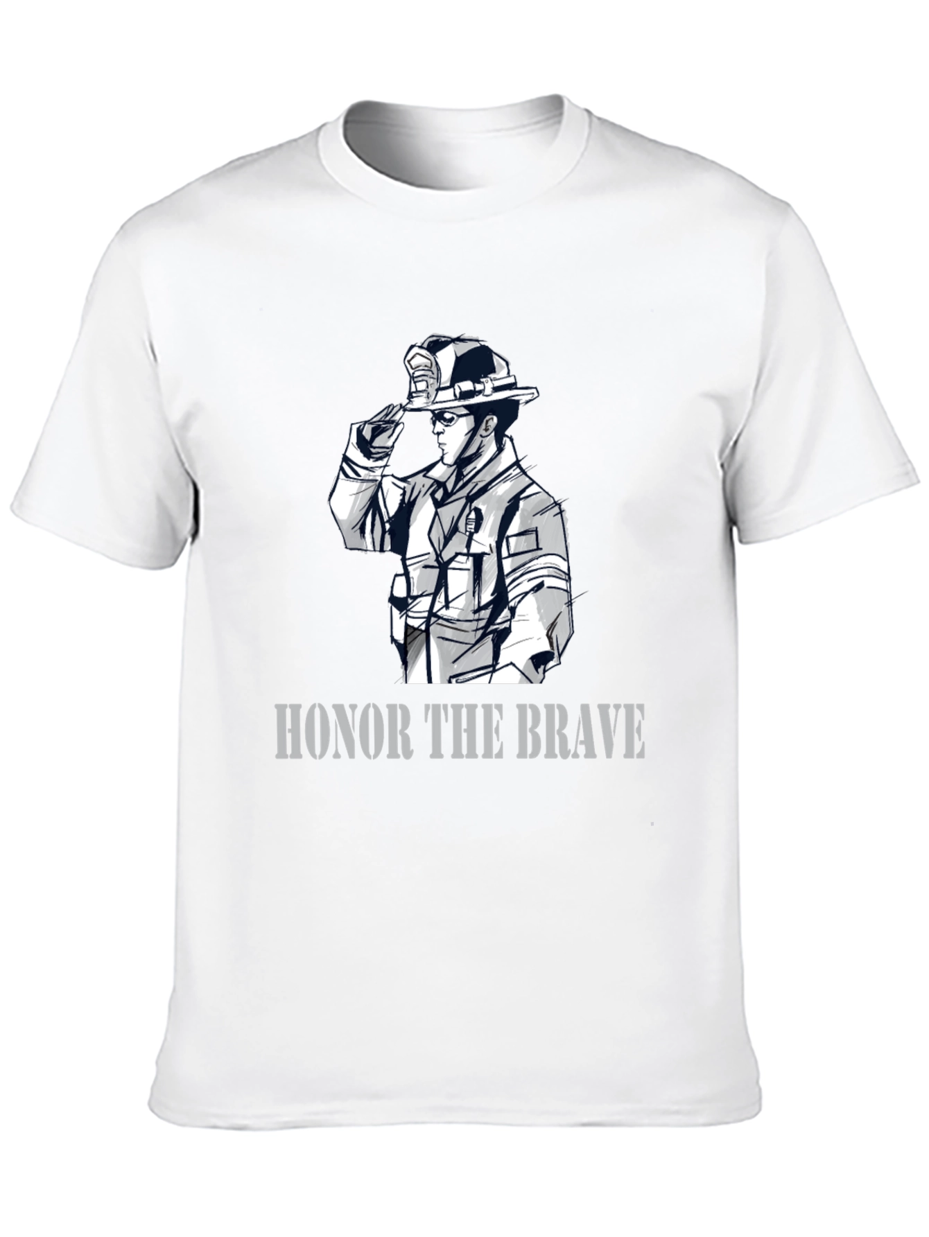 Black Honor The Brave Firefighter Graphic T-Shirt view 10