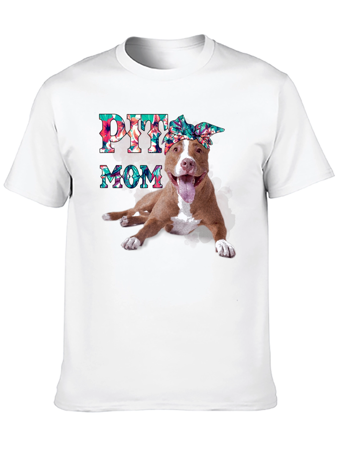 Pitbull Mom T-Shirt - Floral Design - 10