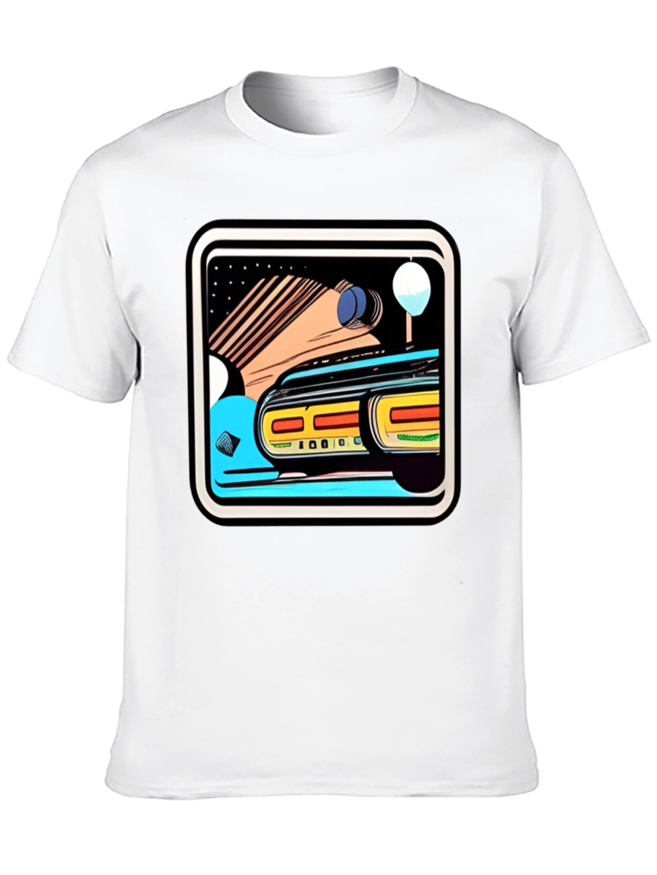 Black Retro Style Car Graphic Tee - Black Cotton Blend view 10