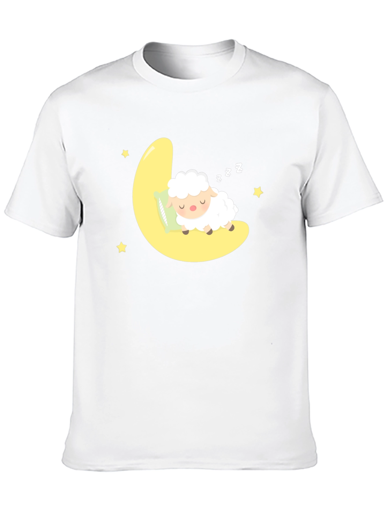 Cute Sheep Sleeping on Moon Graphic Tee - 10