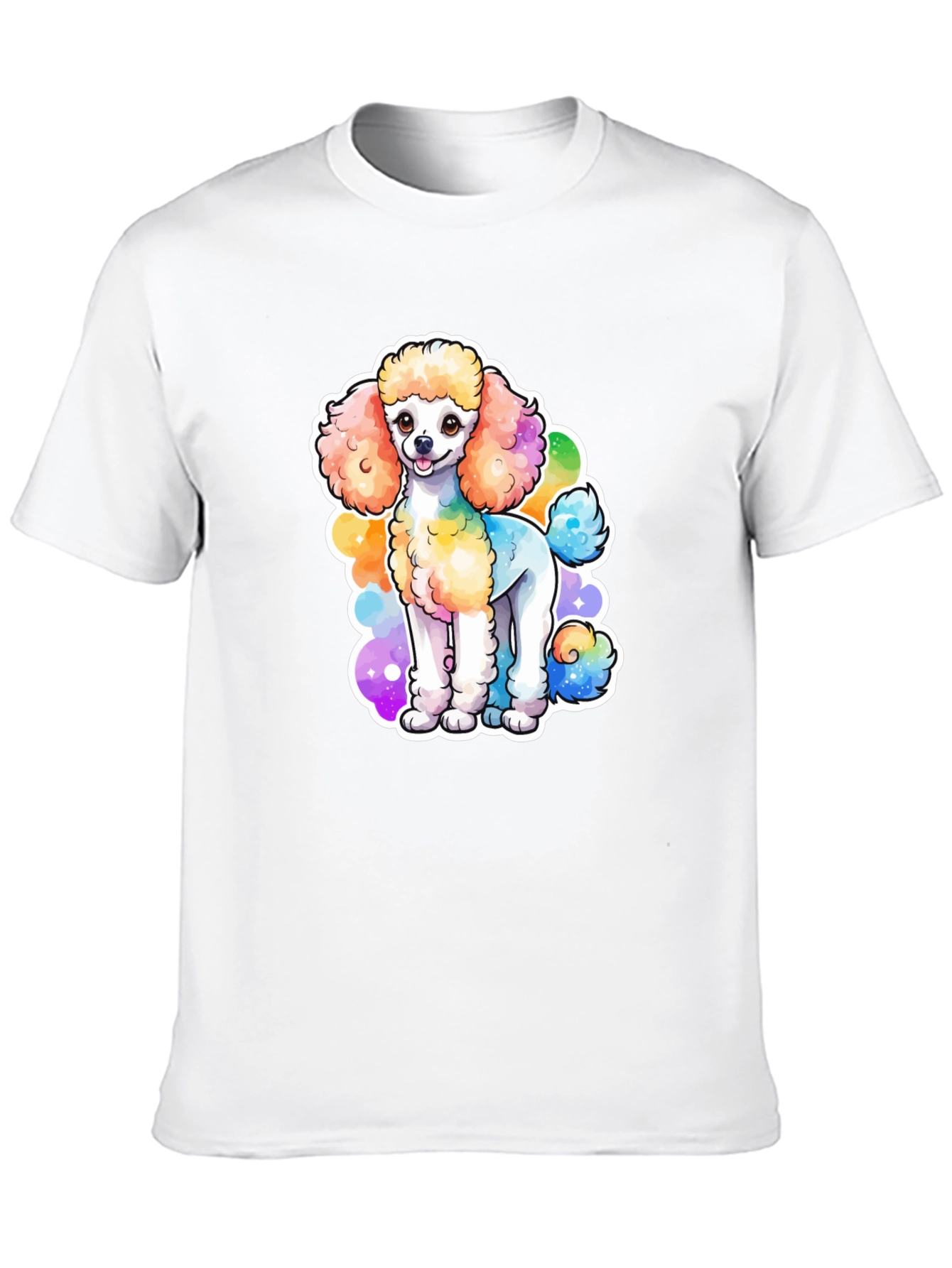 Black Rainbow Poodle Graphic Black T-Shirt view 10