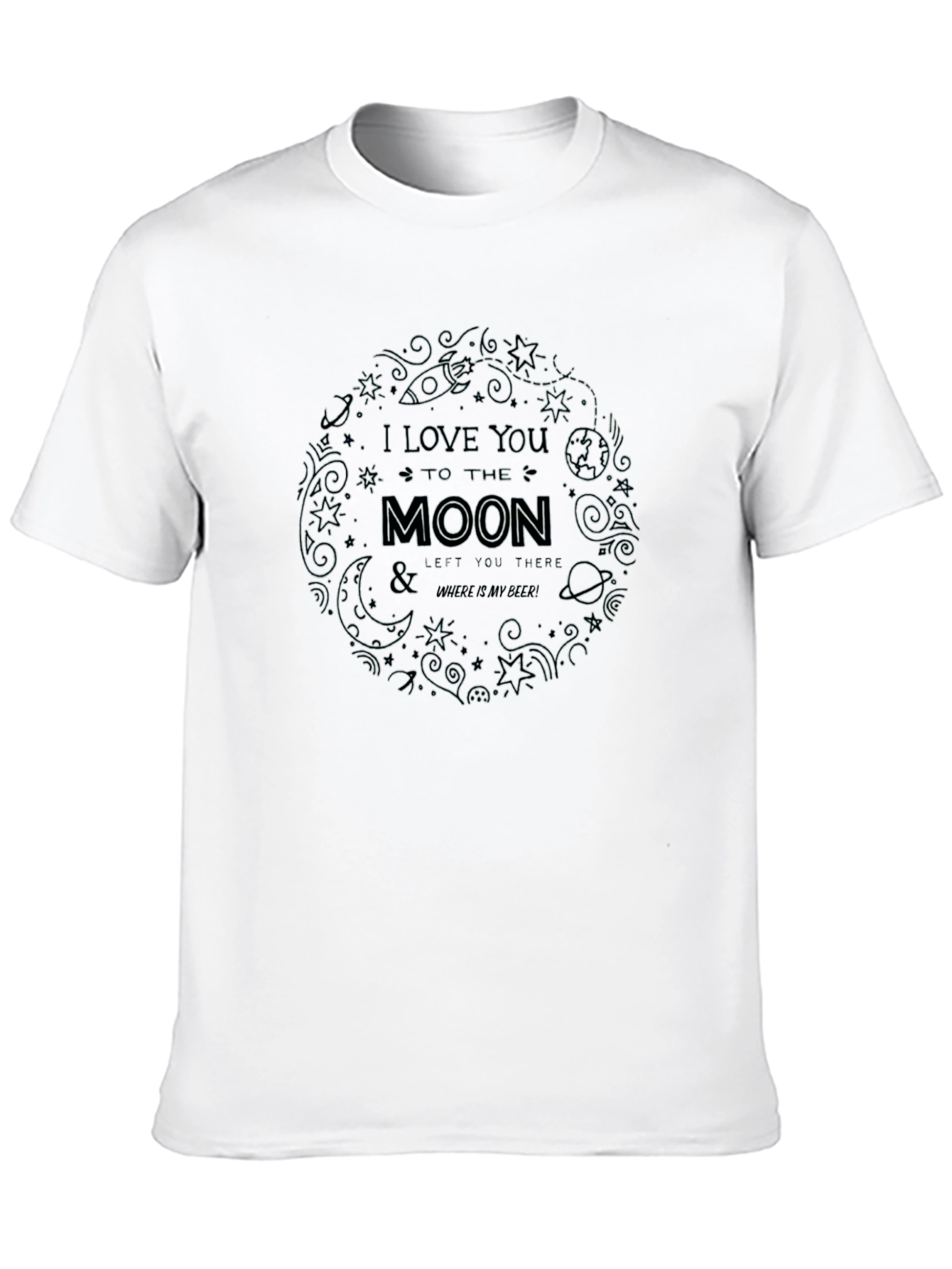 Black I Love You to the Moon Graphic Tee - Black Crew Neck view 10
