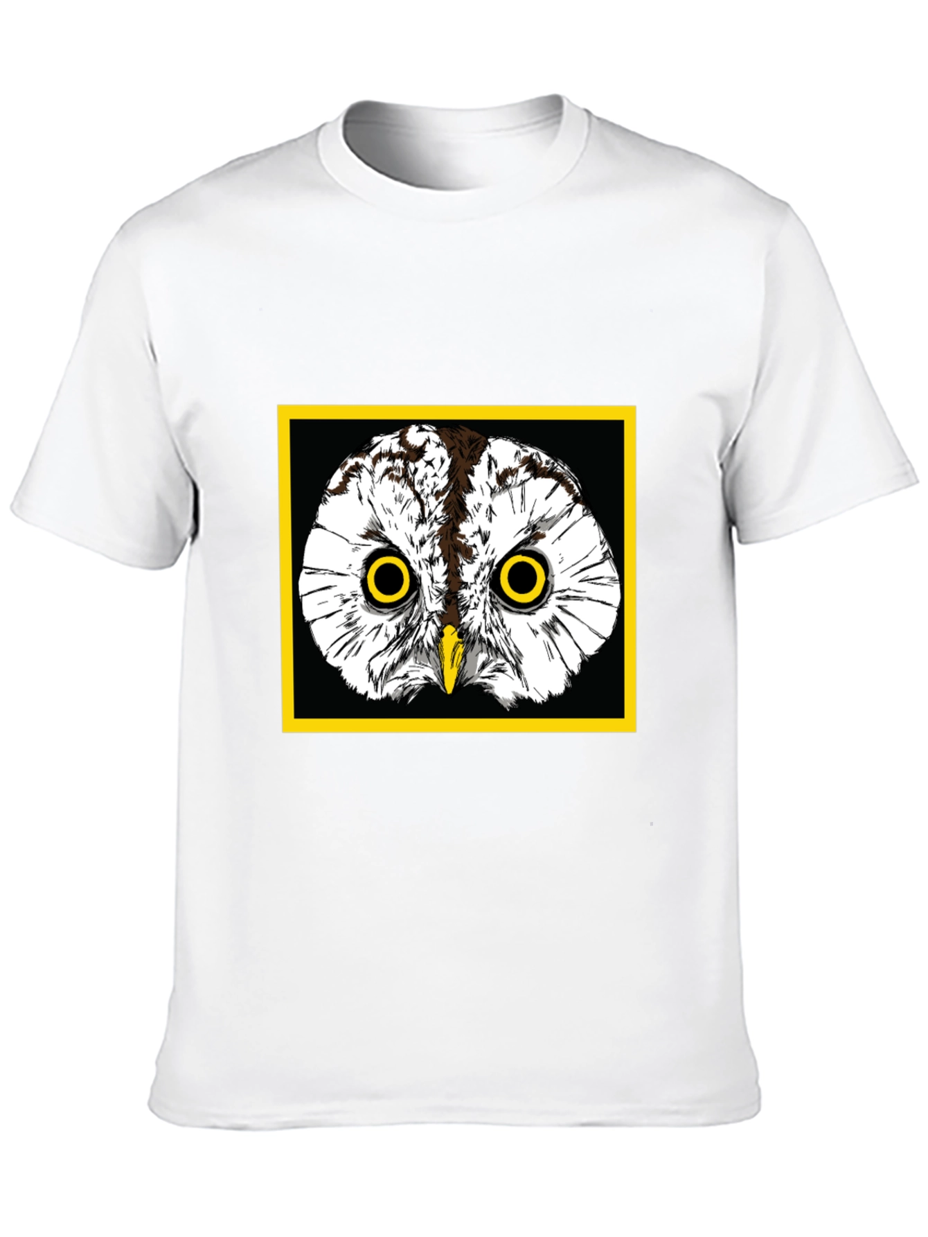 Black Owl Graphic Tee - Black Cotton T-Shirt with Yellow Border view 10