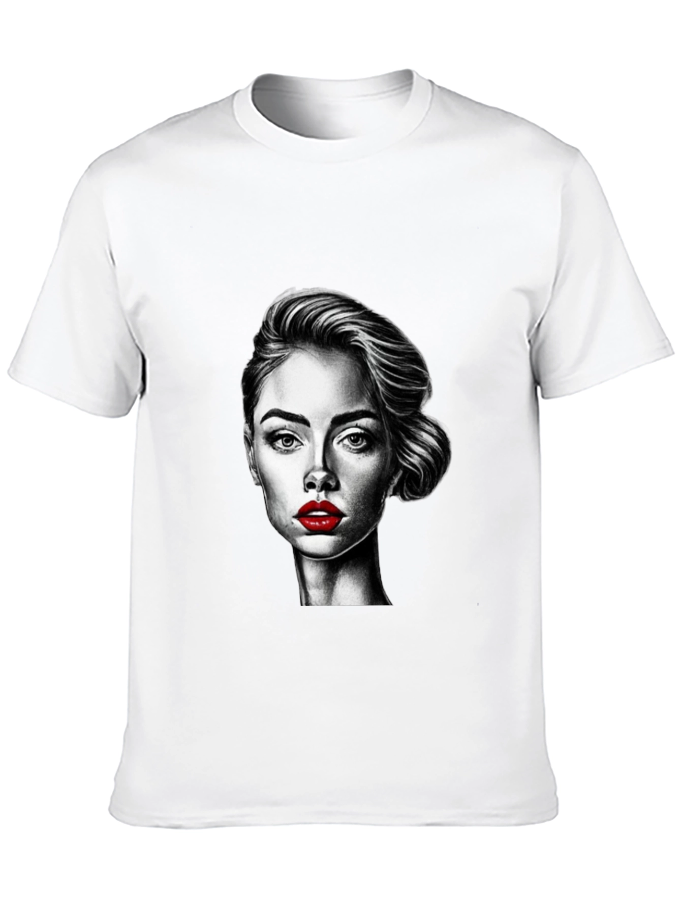 Woman Portrait Graphic Tee - Stylish Black T-Shirt - 10