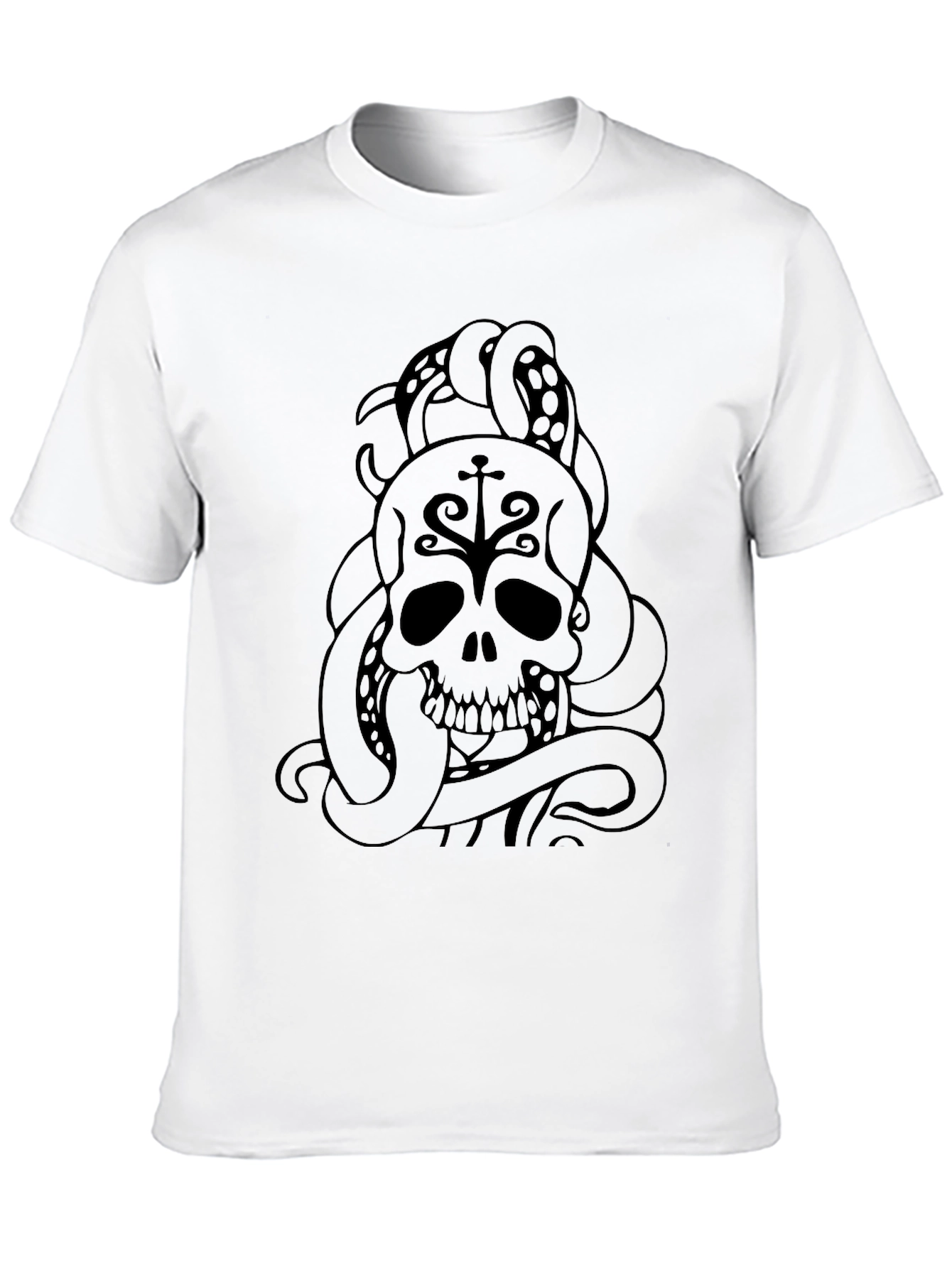 Black Skull & Octopus Tentacle Graphic Tee - Dark Style view 10