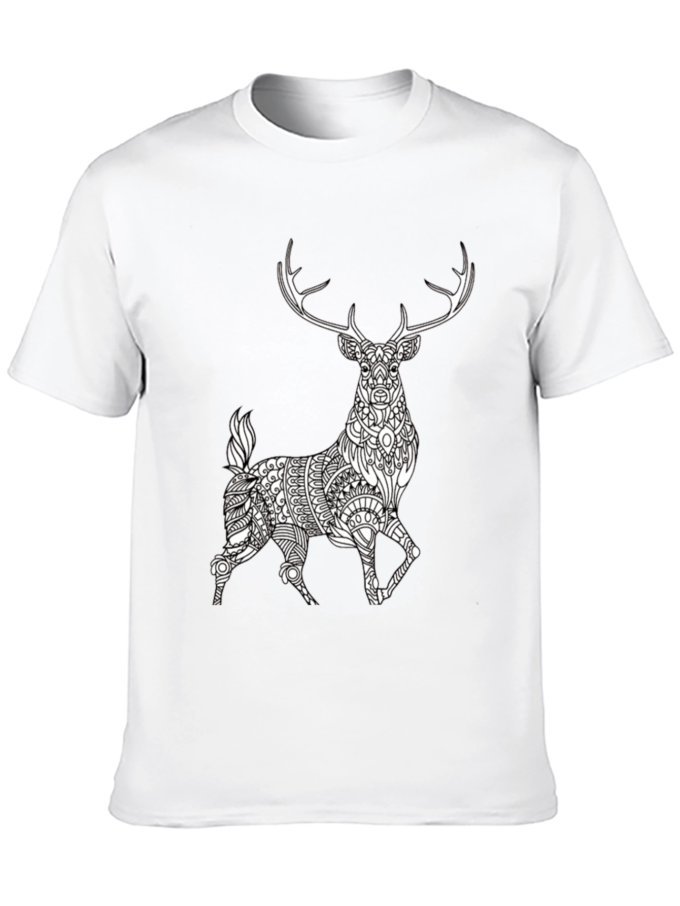 Black Geometric Deer Graphic Tee - Black Cotton Blend view 10