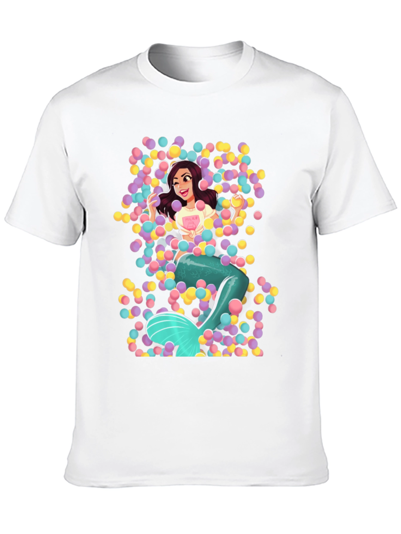 Black Mermaid in Ball Pit Graphic Tee - Fun Novelty T-Shirt view 10