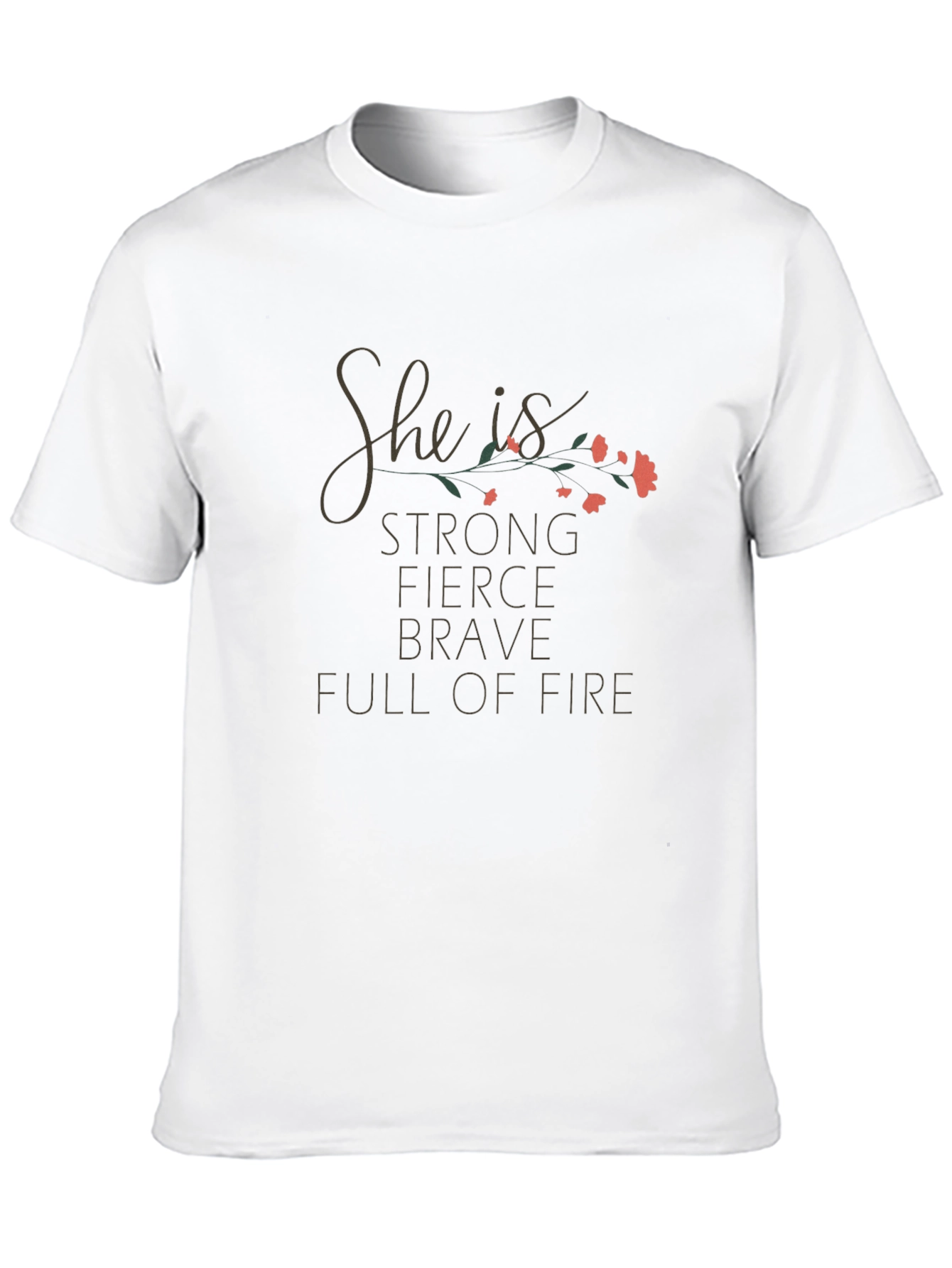 Black She is Strong T-Shirt - Floral Design view 10