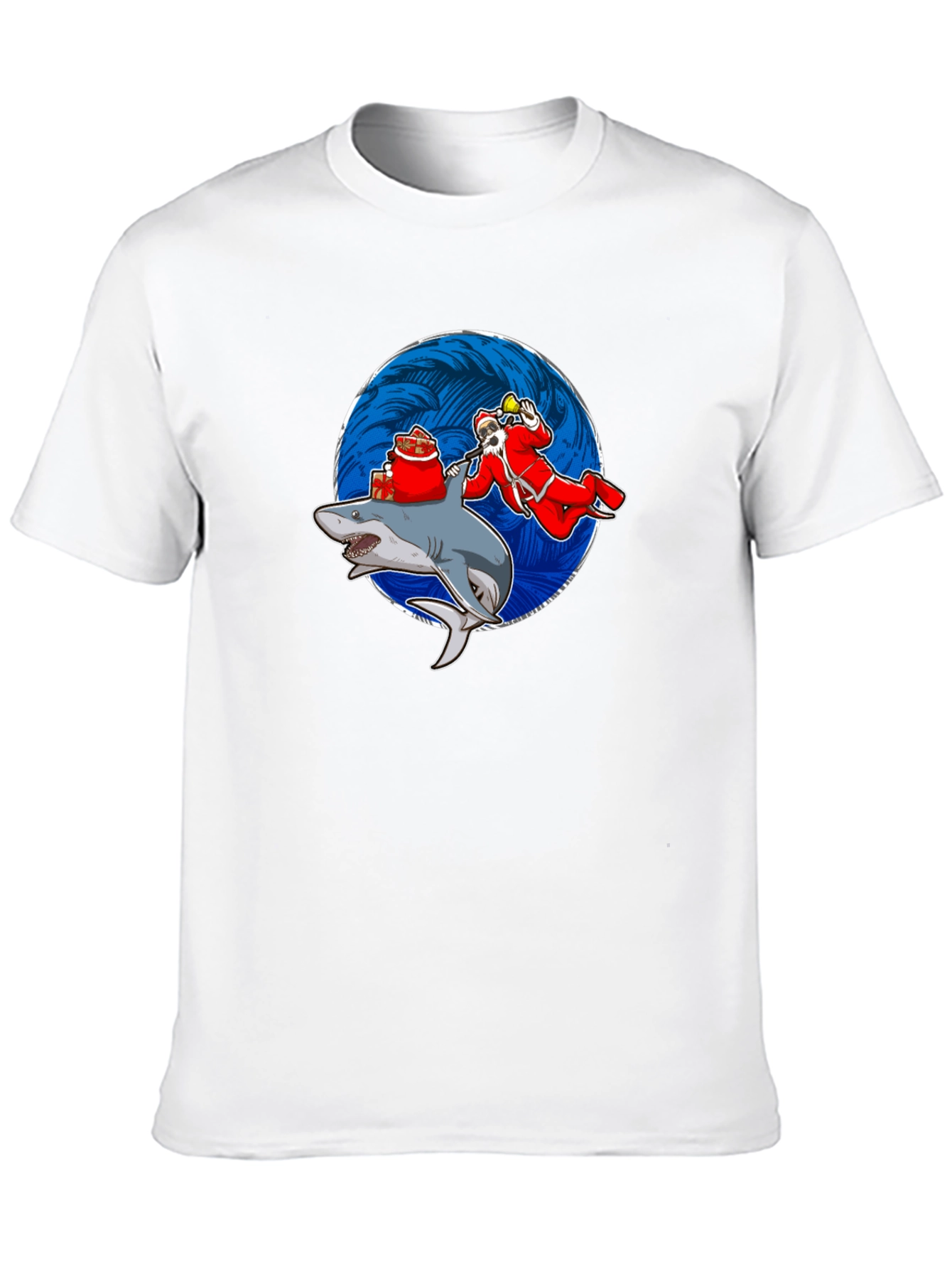 Black Shark Santa T-Shirt Funny Holiday Gift view 10