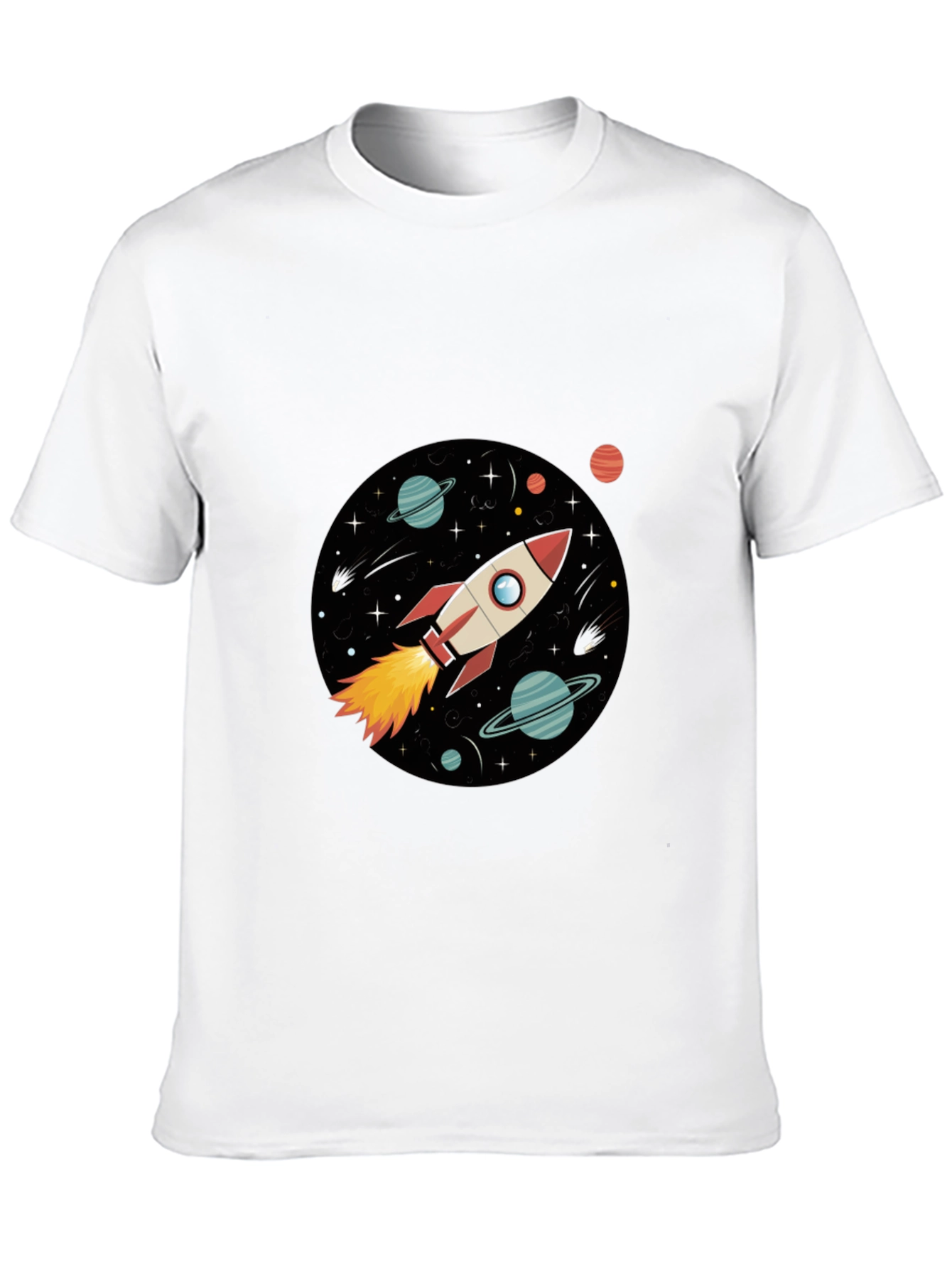 Black Space Rocket Graphic Black Tee view 10