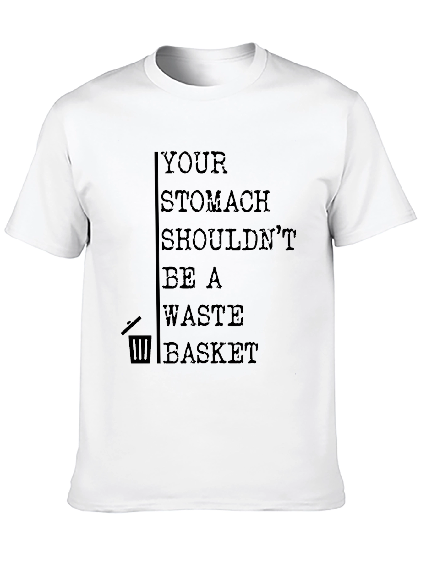 Black Humorous Stomach Waste Basket Graphic Tee view 10