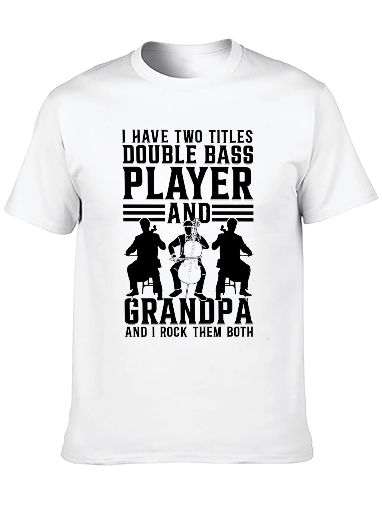 Black Double Bass Player Grandpa T-Shirt view 10