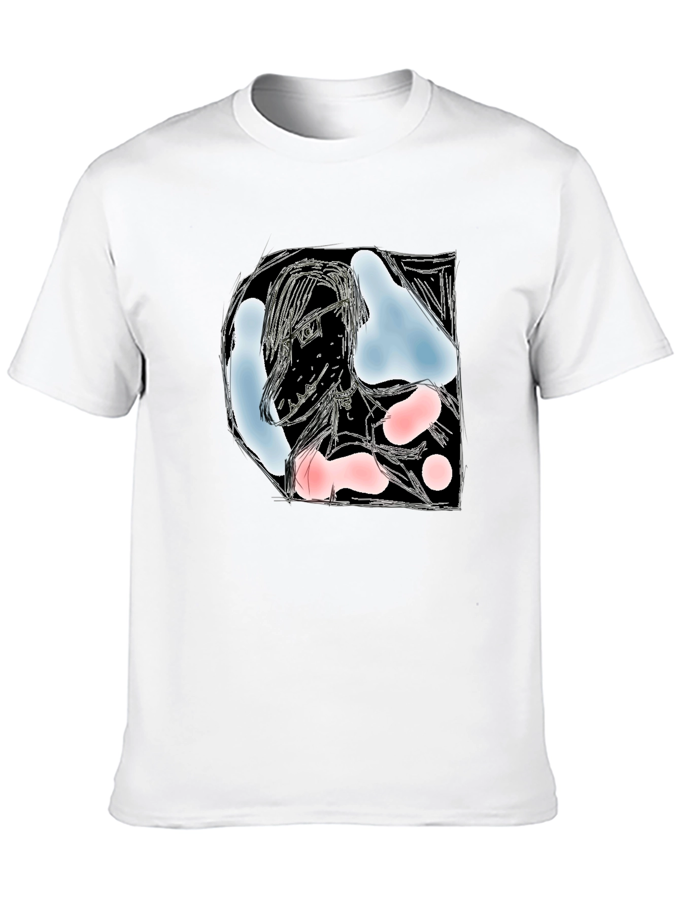 Black Artistic Graphic Print Black T-Shirt - Modern Abstract Design view 10