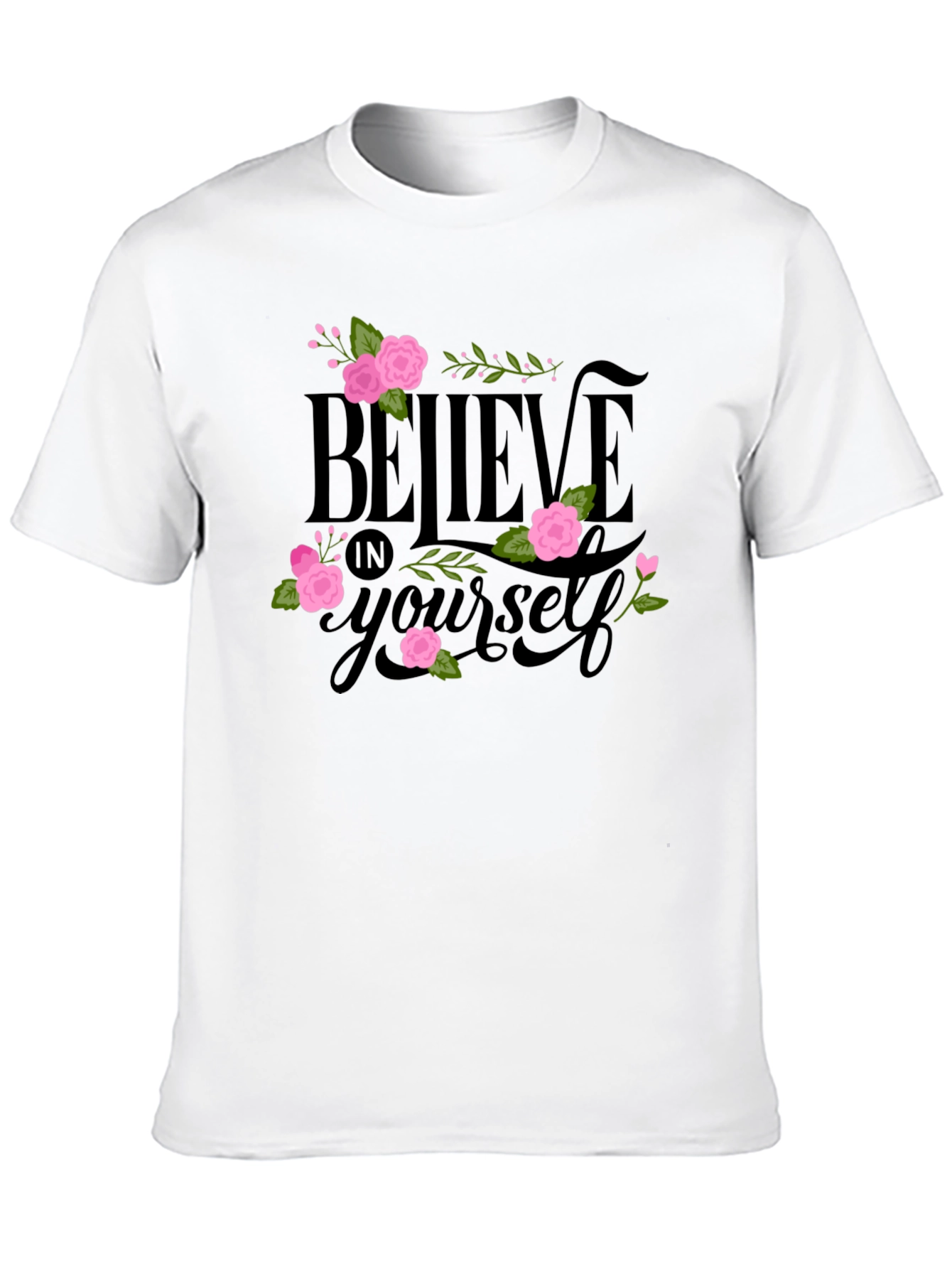 Black Believe in Yourself Floral Tee view 10
