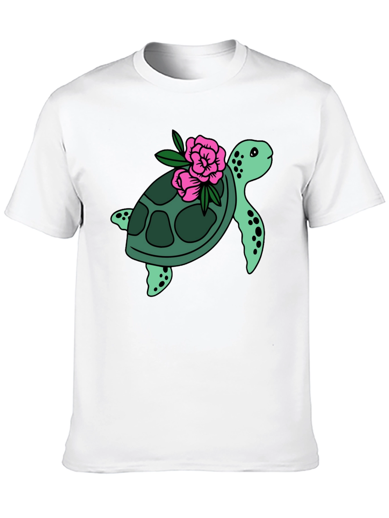 Black Turtle & Flower Graphic Tee - Black view 10
