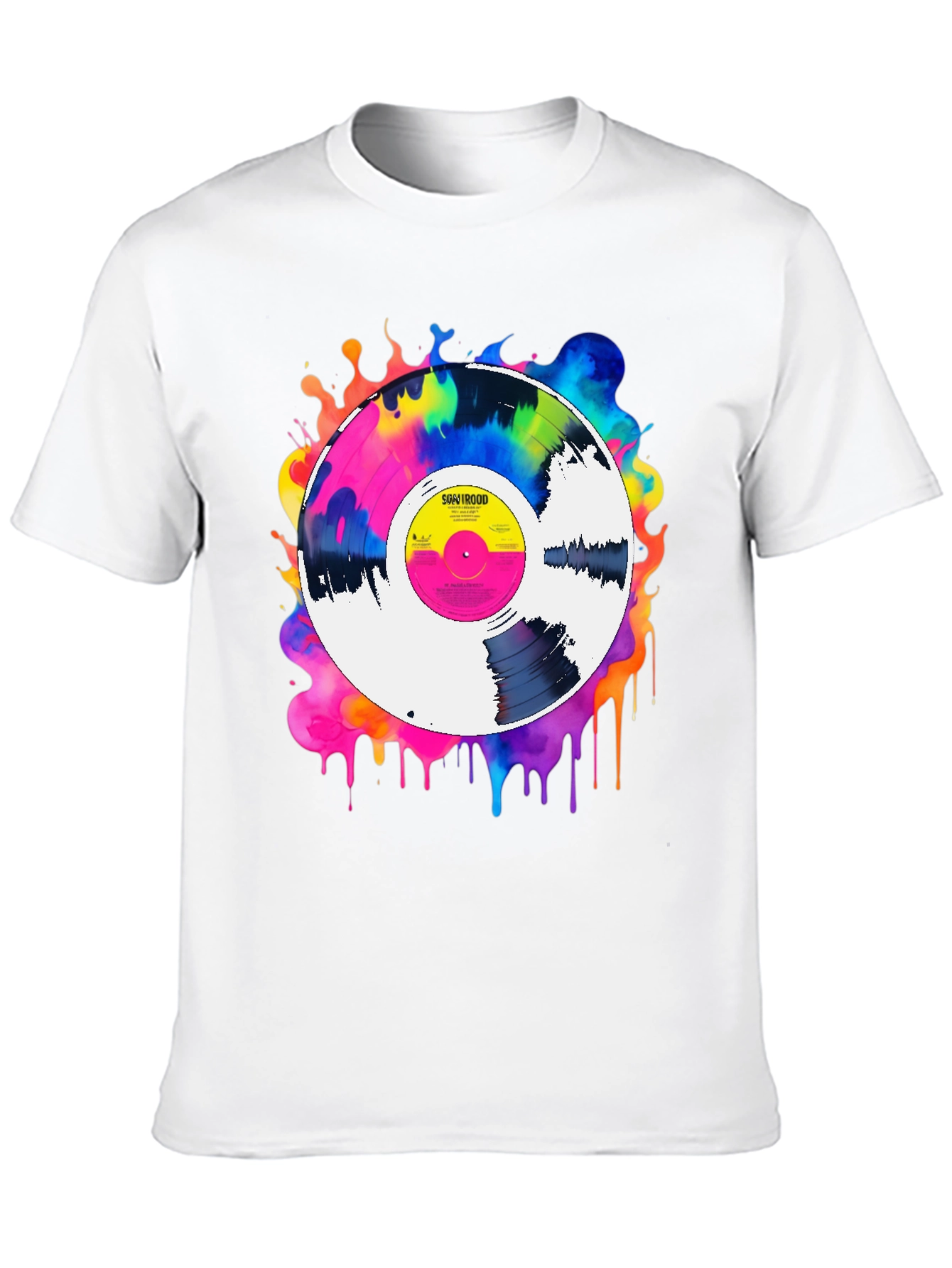 Black Colorful Vinyl Record Graphic Tee - Music Lover T-Shirt view 10