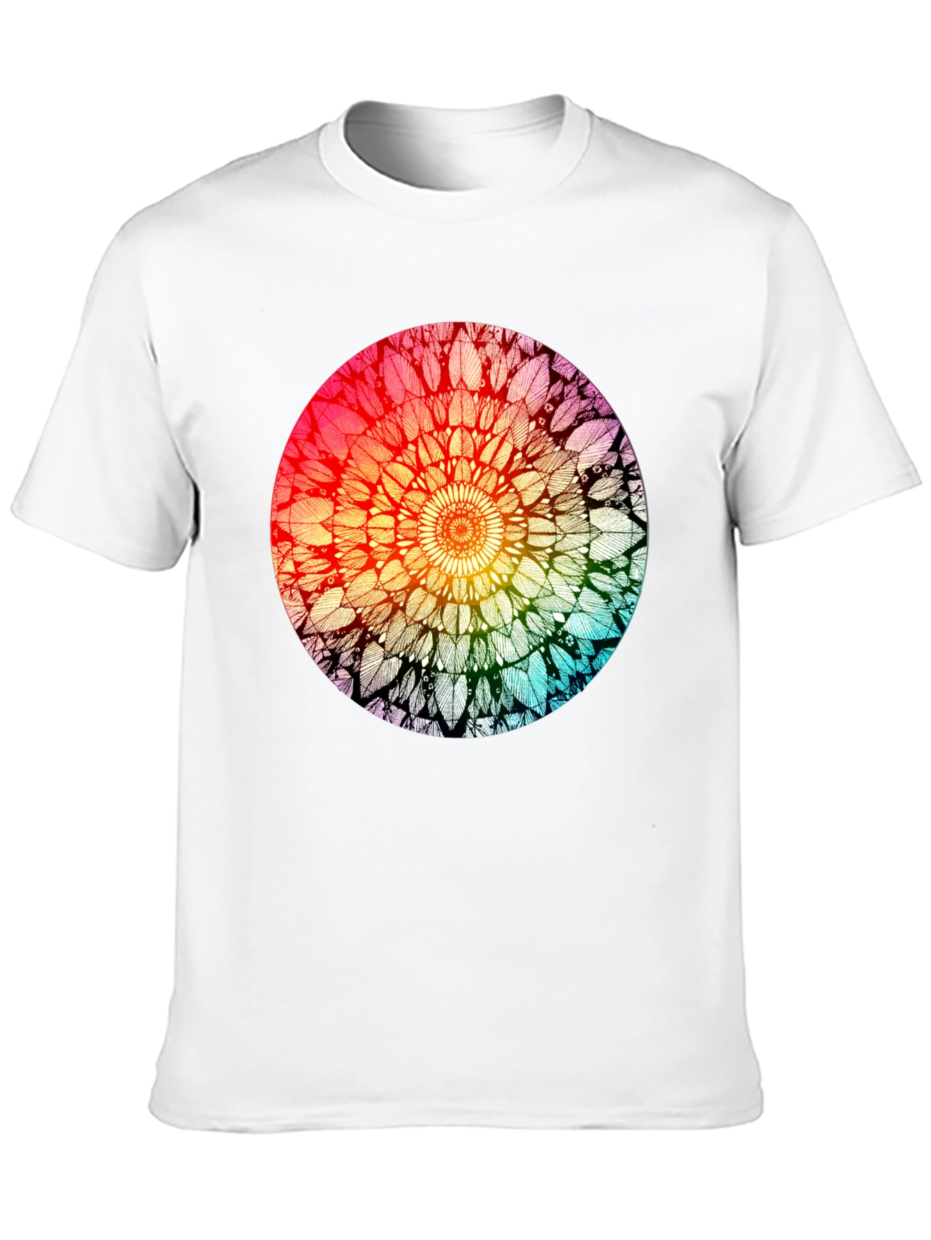 Black Rainbow Mandala Graphic T-Shirt - Unisex view 10