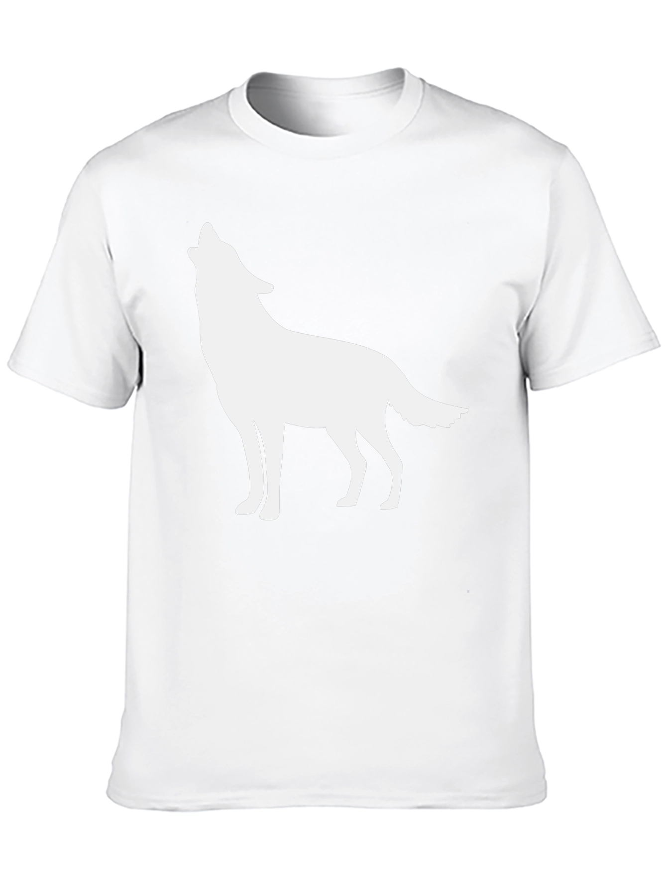 Black Men's Black T-shirt with Wolf Silhouette view 10