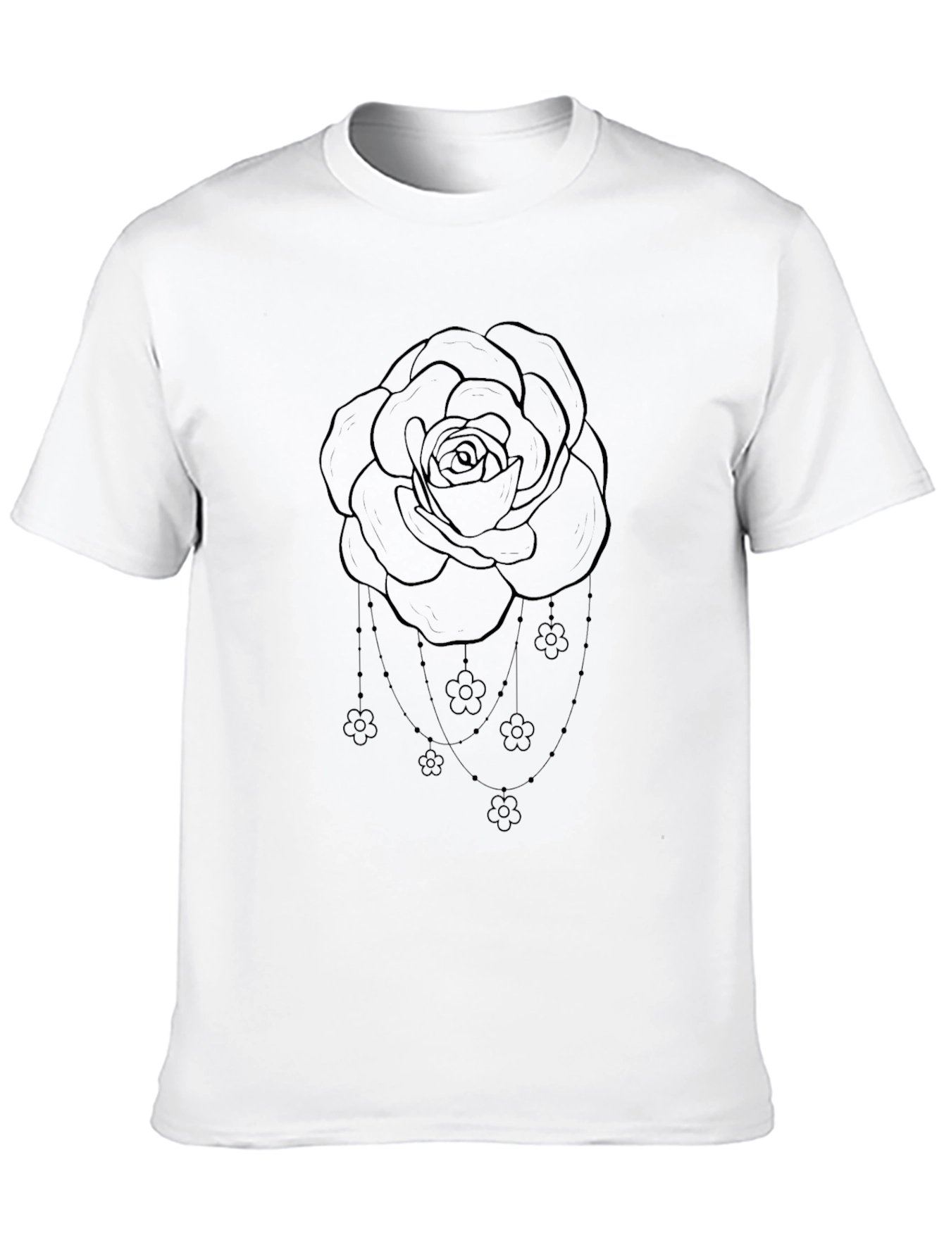 Black Elegant Rose Graphic Tee - Black Cotton Blend view 10