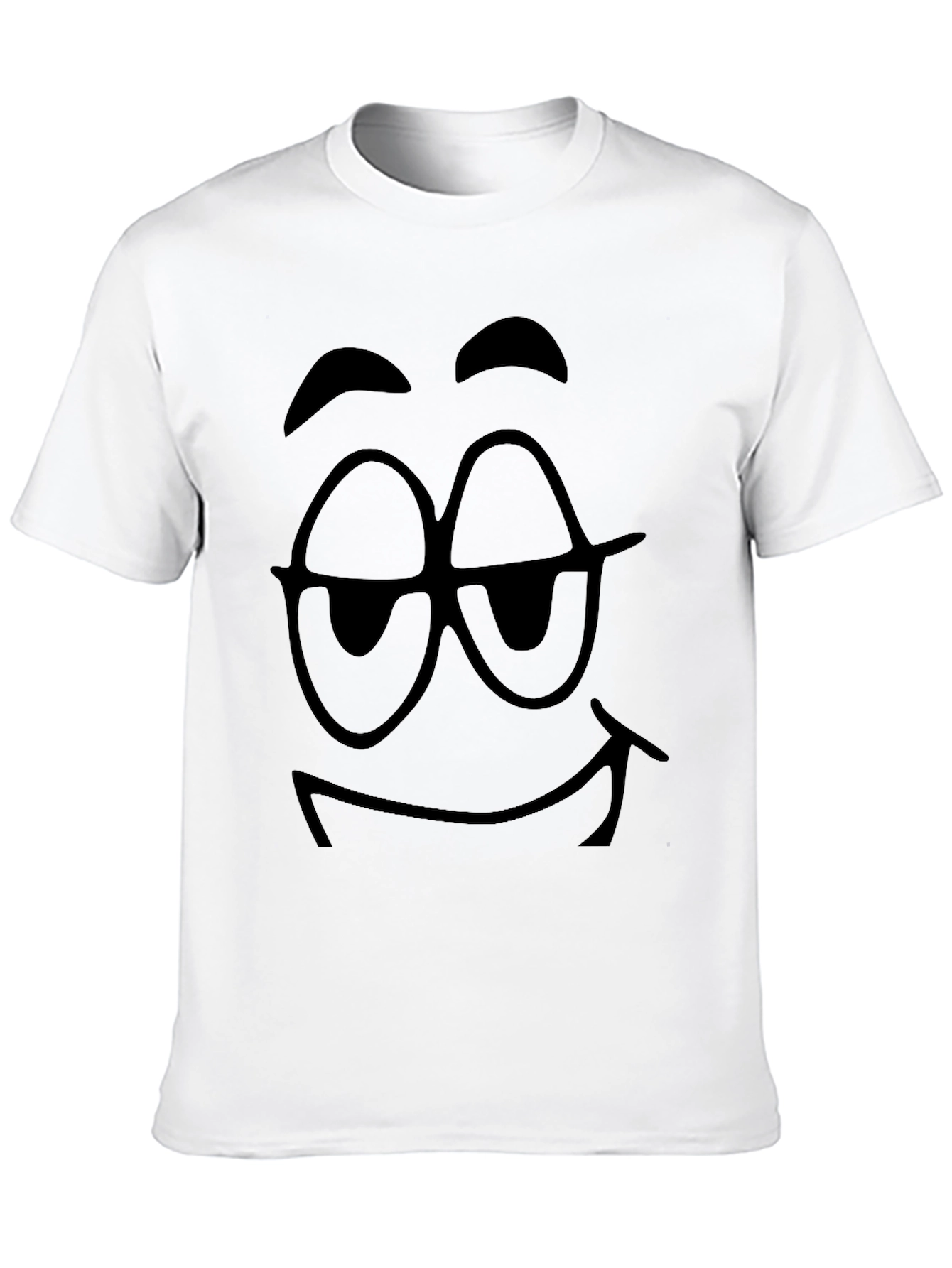 Black Funny Smirking Face Black T-Shirt view 10