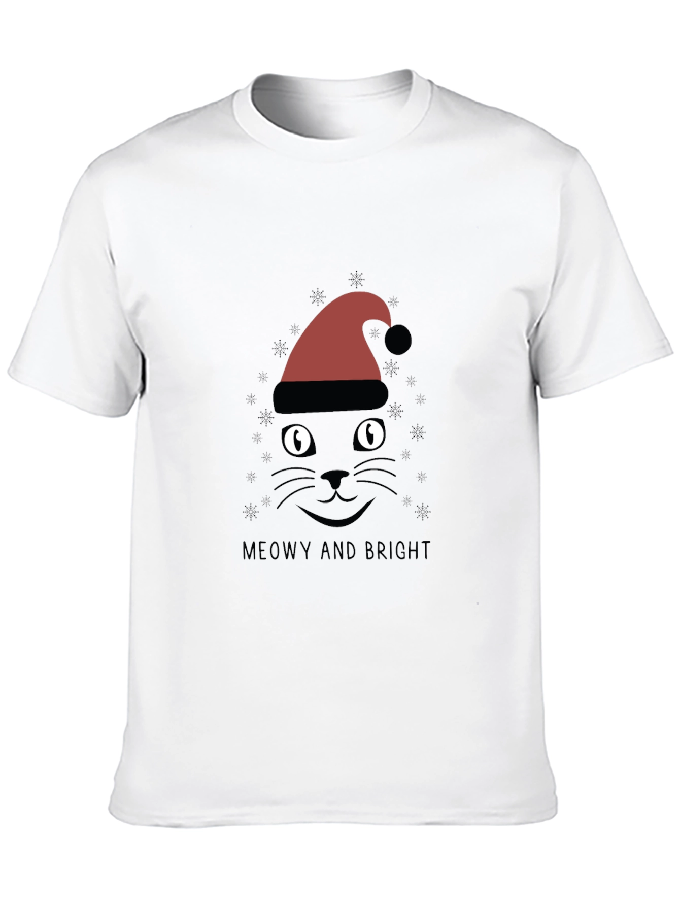 Black Meowy and Bright Christmas Cat T-Shirt view 10