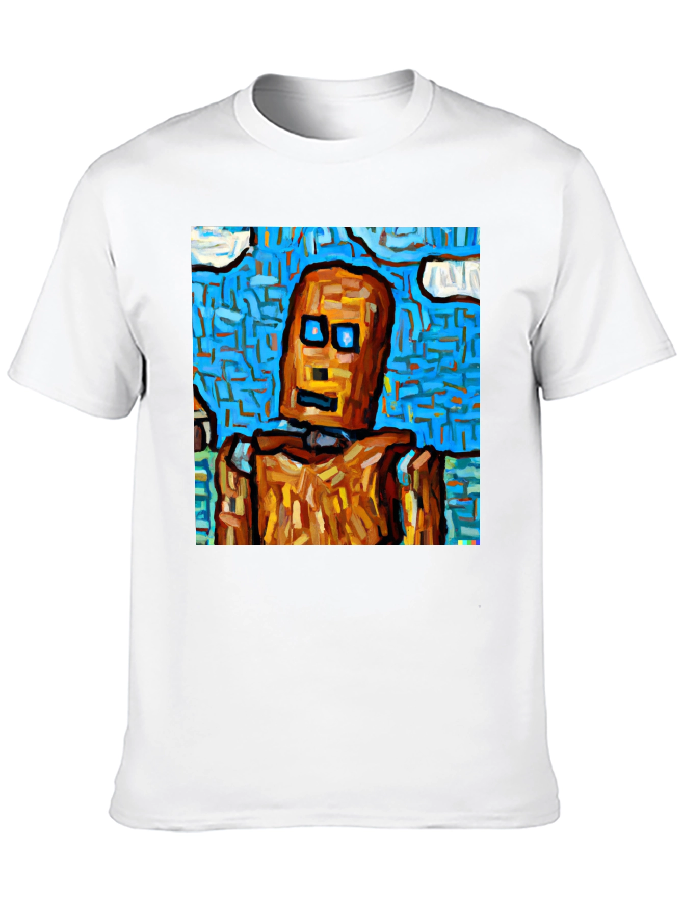 Black Abstract Robot Graphic Tee - Black Cotton T-Shirt view 10