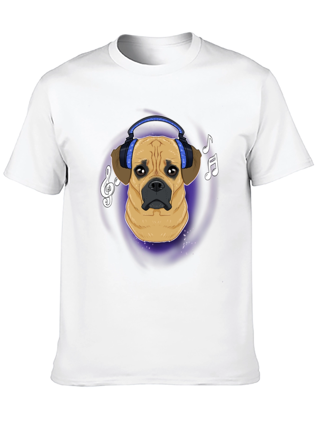 Black Dog DJ T-Shirt - Musical Puggle Design view 10