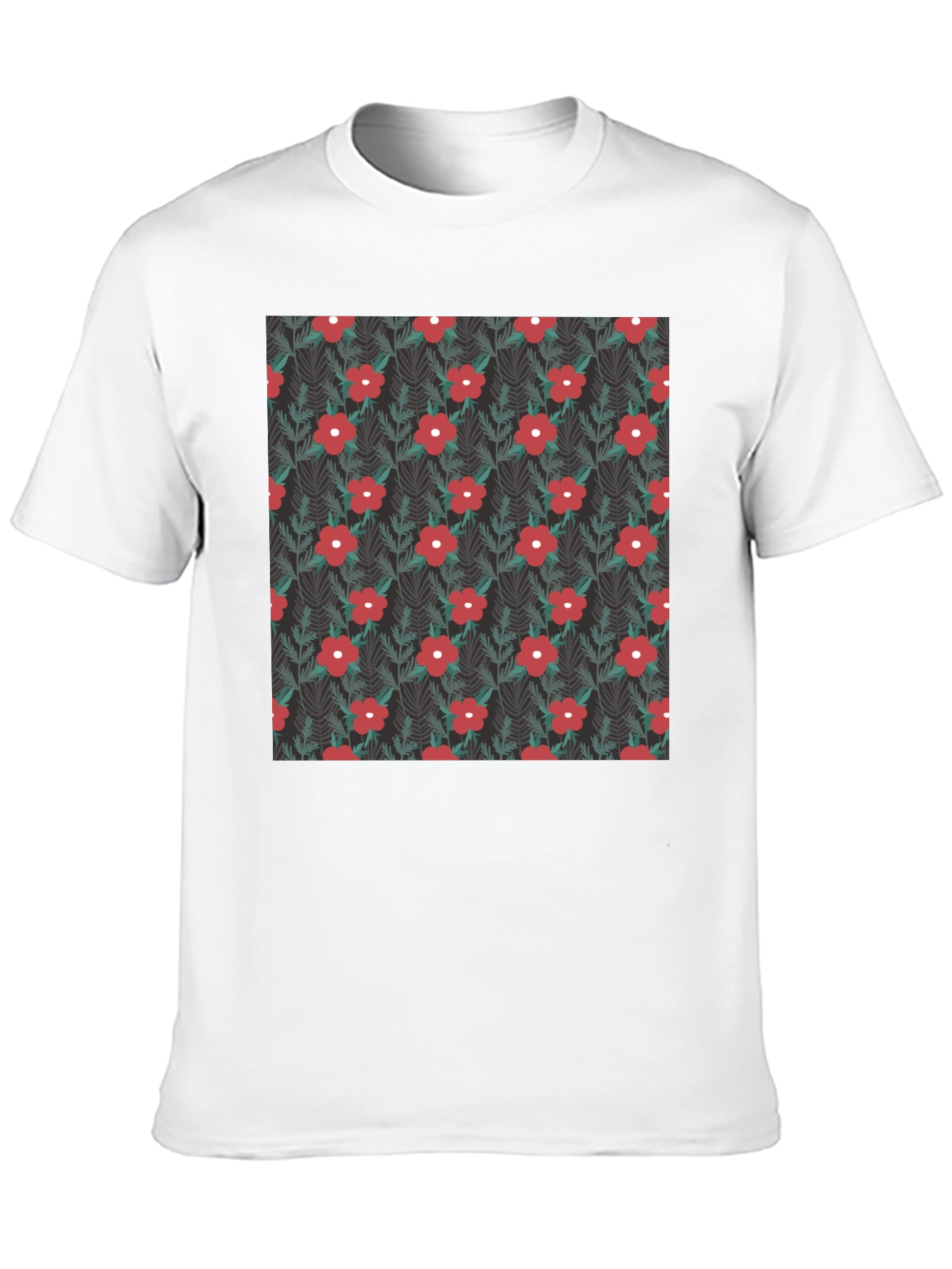 Black Floral Pattern Black T-Shirt view 10