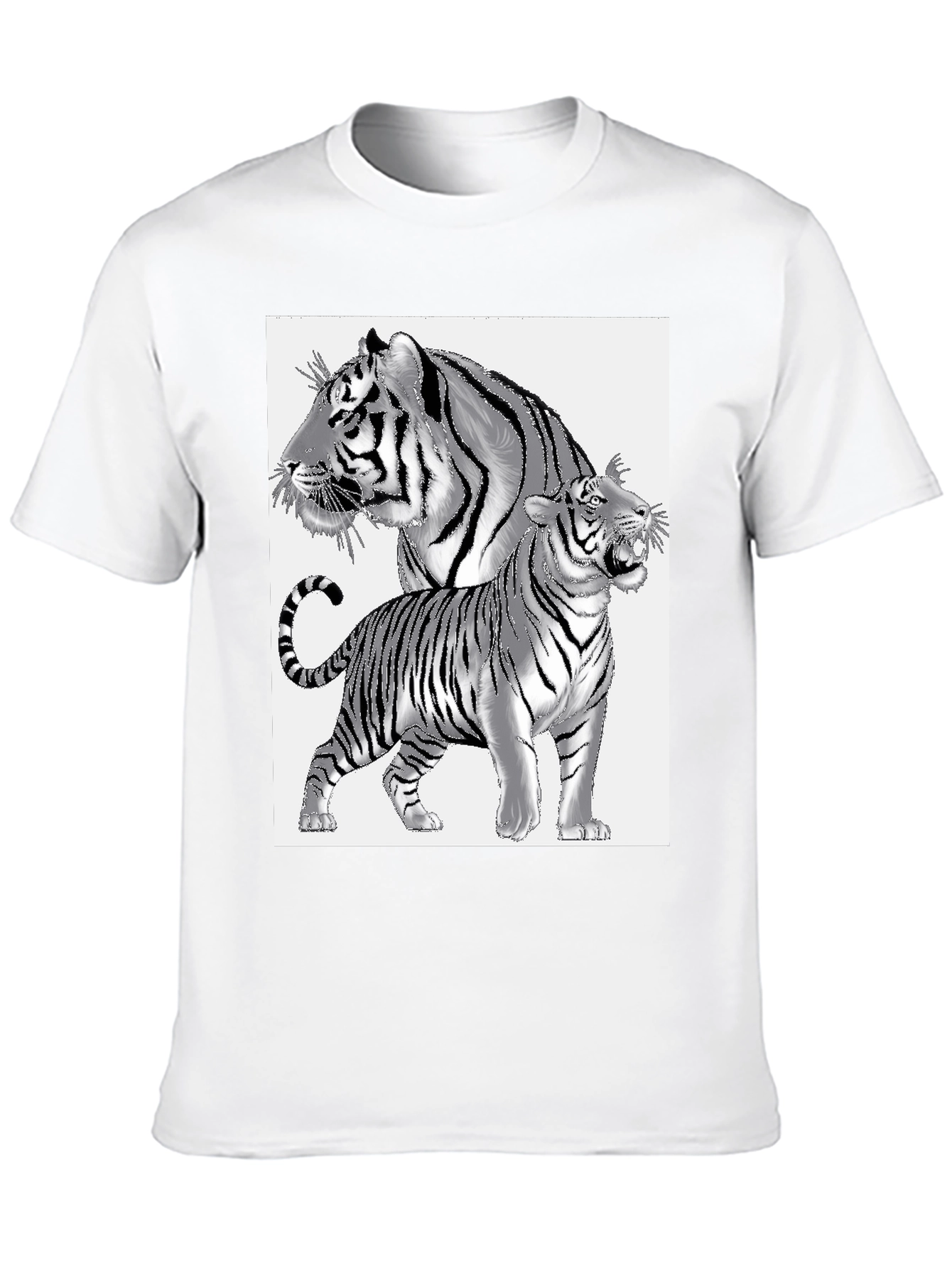 Black Tiger Graphic Print Men's Black T-Shirt view 10