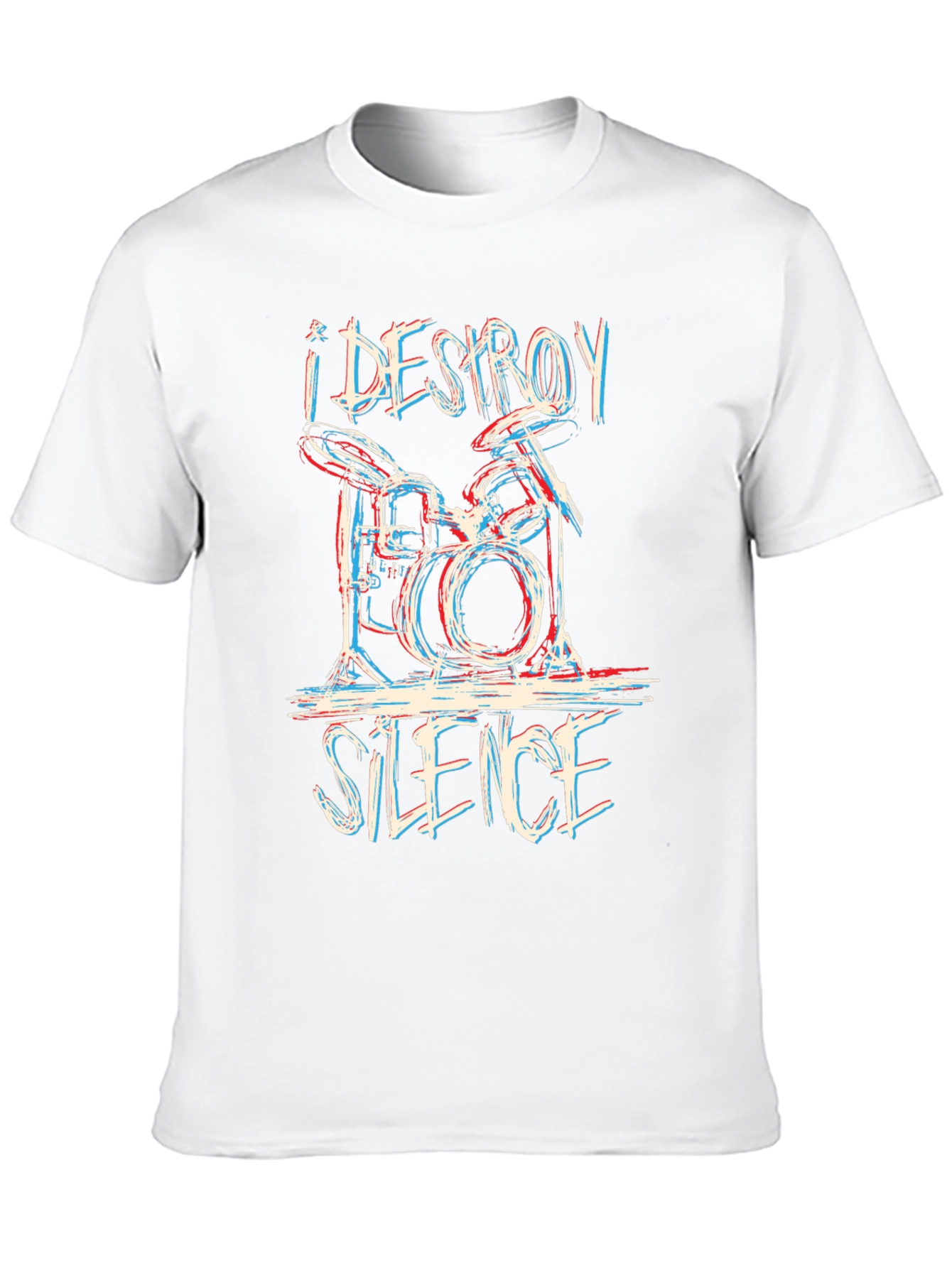 Black I Destroy Silence Drum T-Shirt - Black view 10
