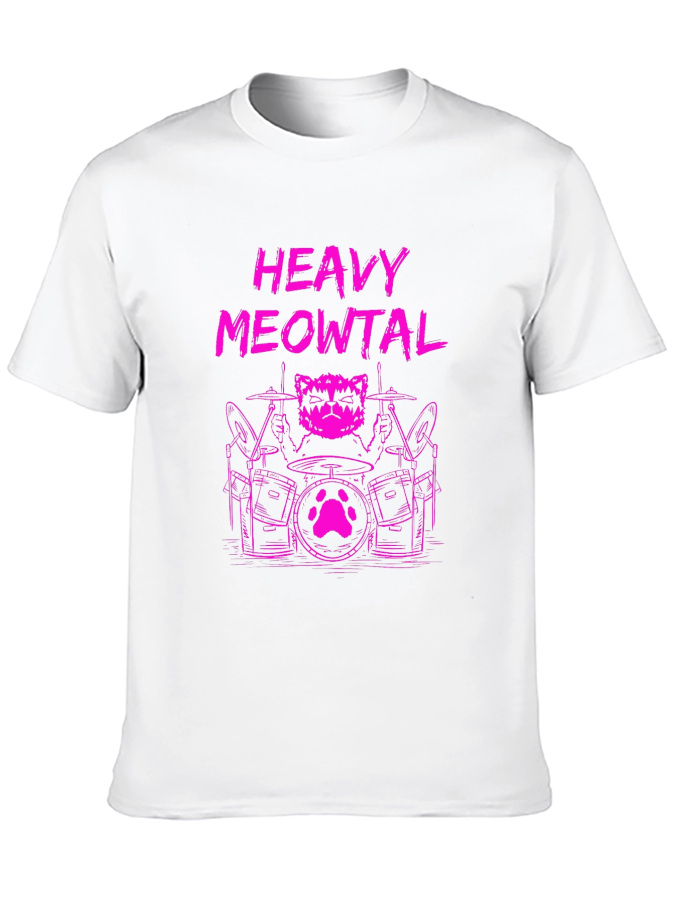 Black Heavy Meowtal Cat Drummer Graphic Tee view 10