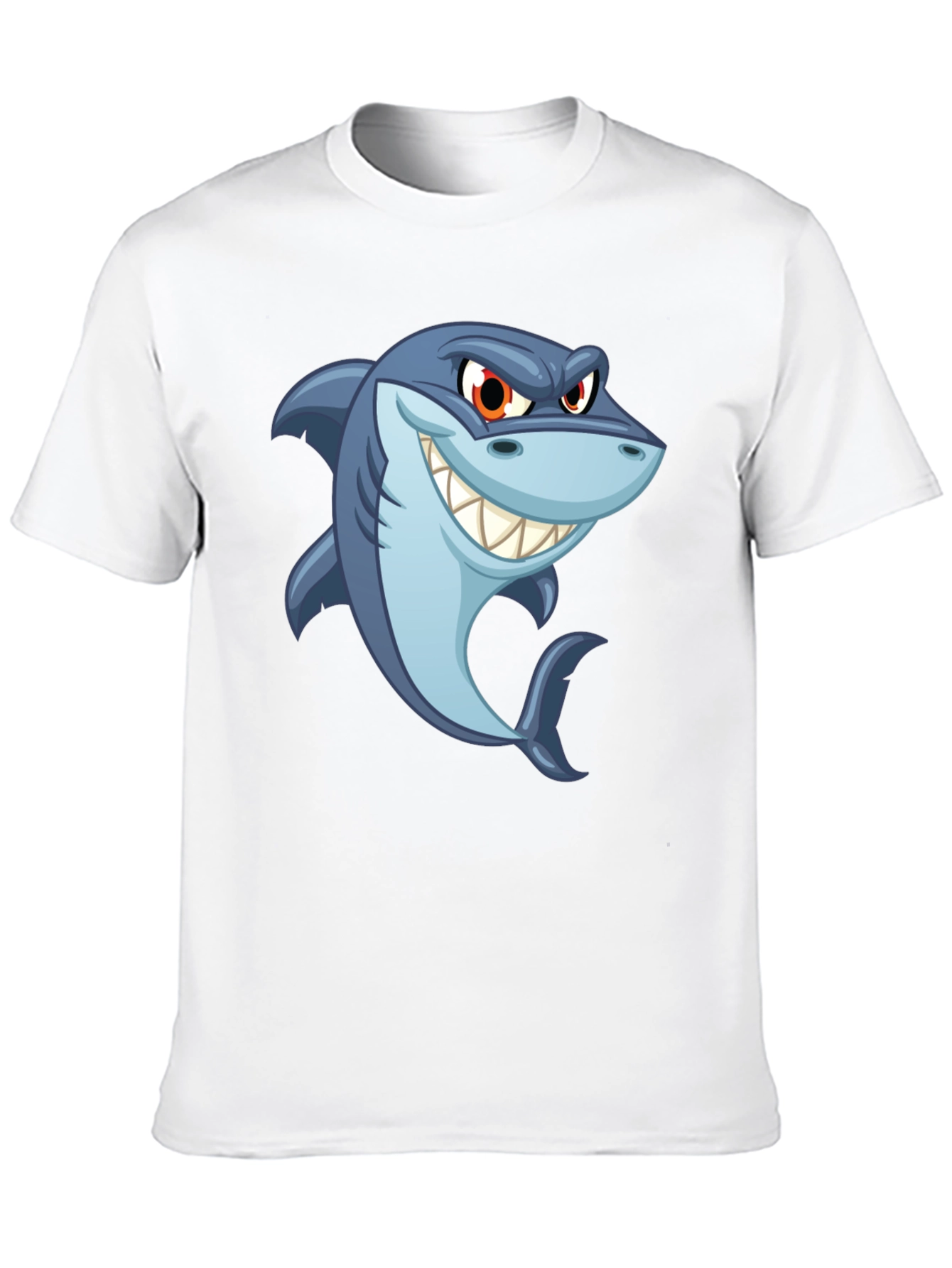 Black Men's Black Shark Cartoon Graphic T-Shirt view 10