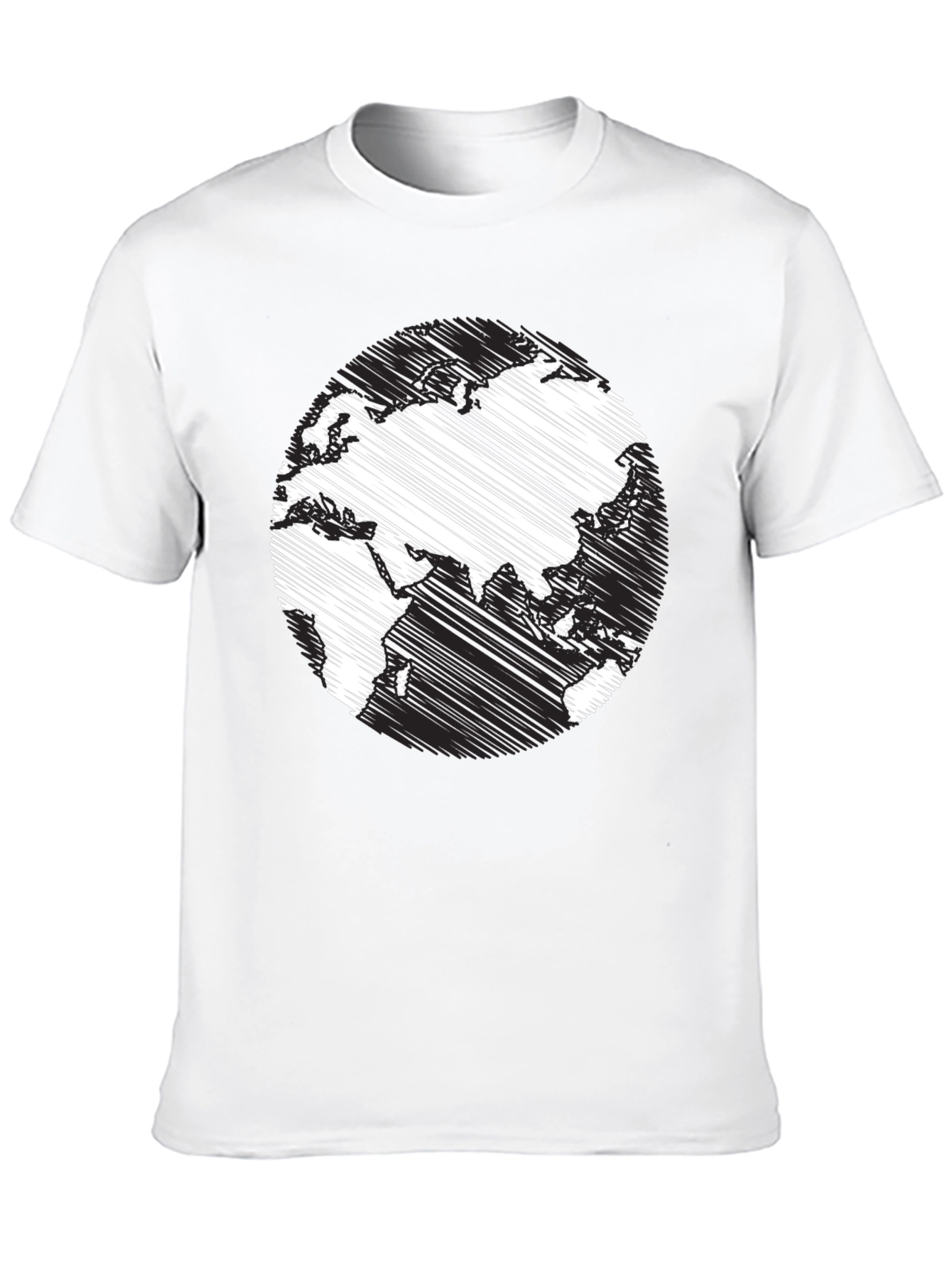 Black Earth Scribble Print Crew Neck Tee - Casual Black T-Shirt view 10