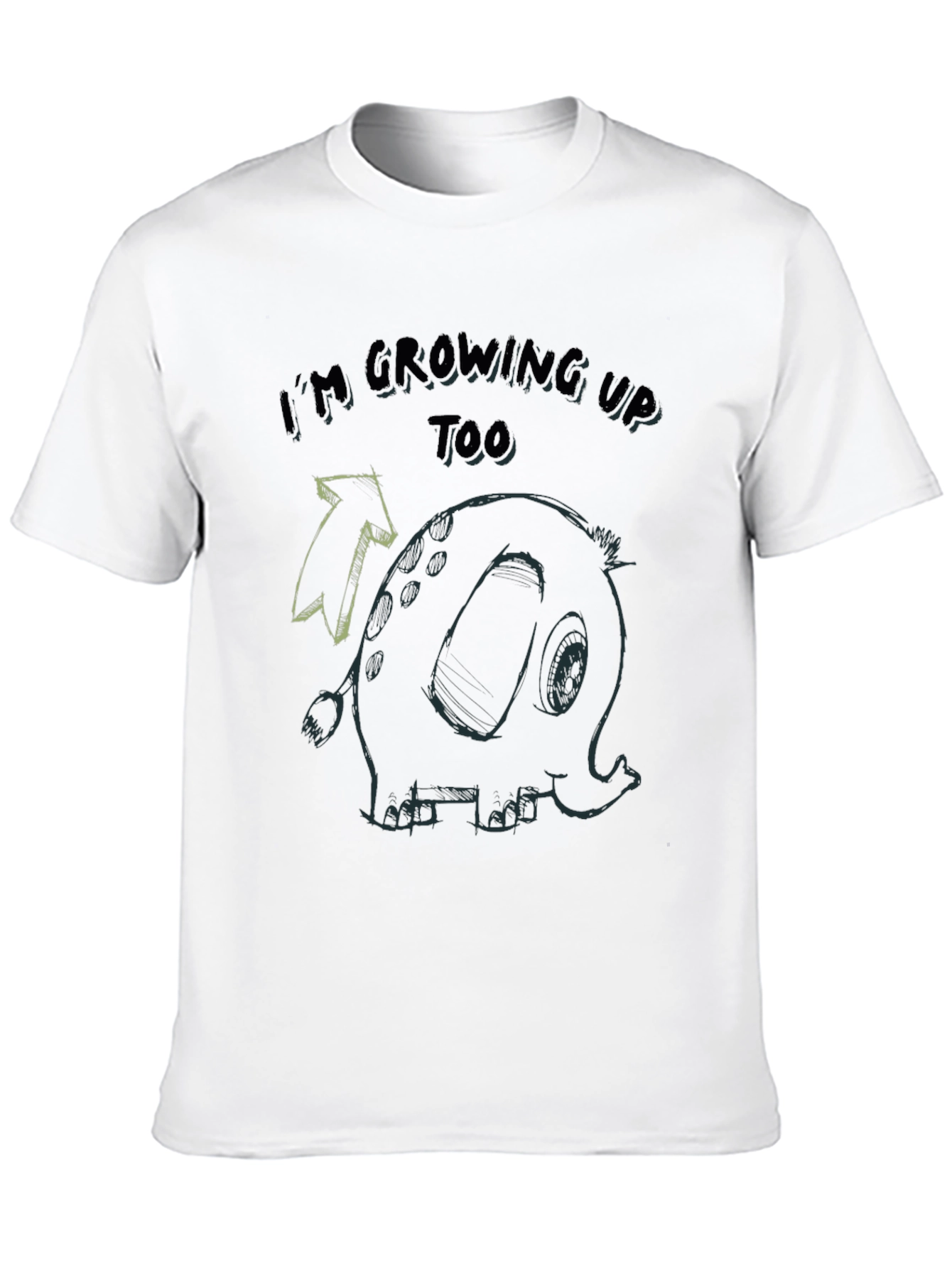 Black Growing Up Tee - Elephant Cartoon Black T-Shirt view 10