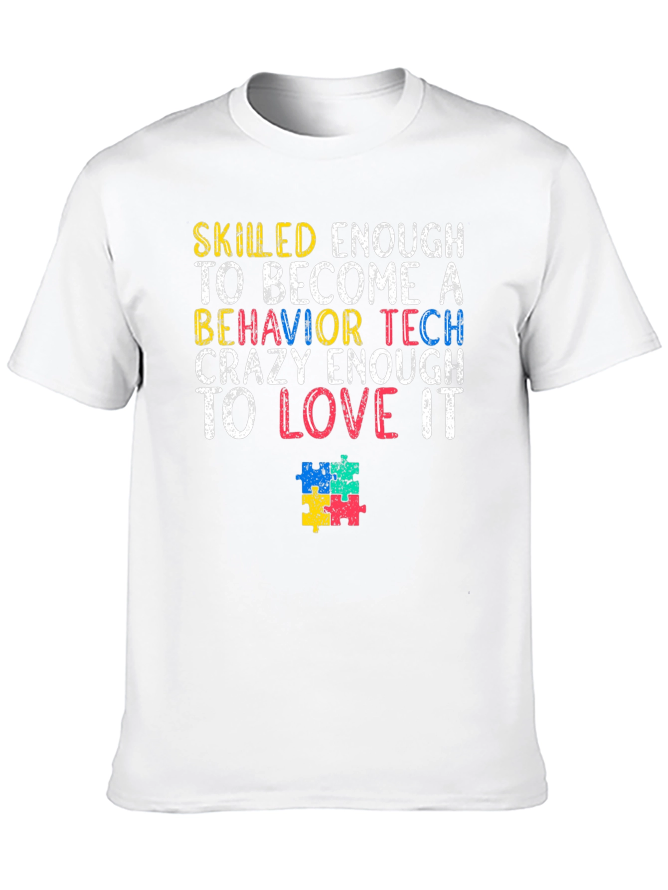 Black Behavior Tech Autism Puzzle Piece T-Shirt view 10