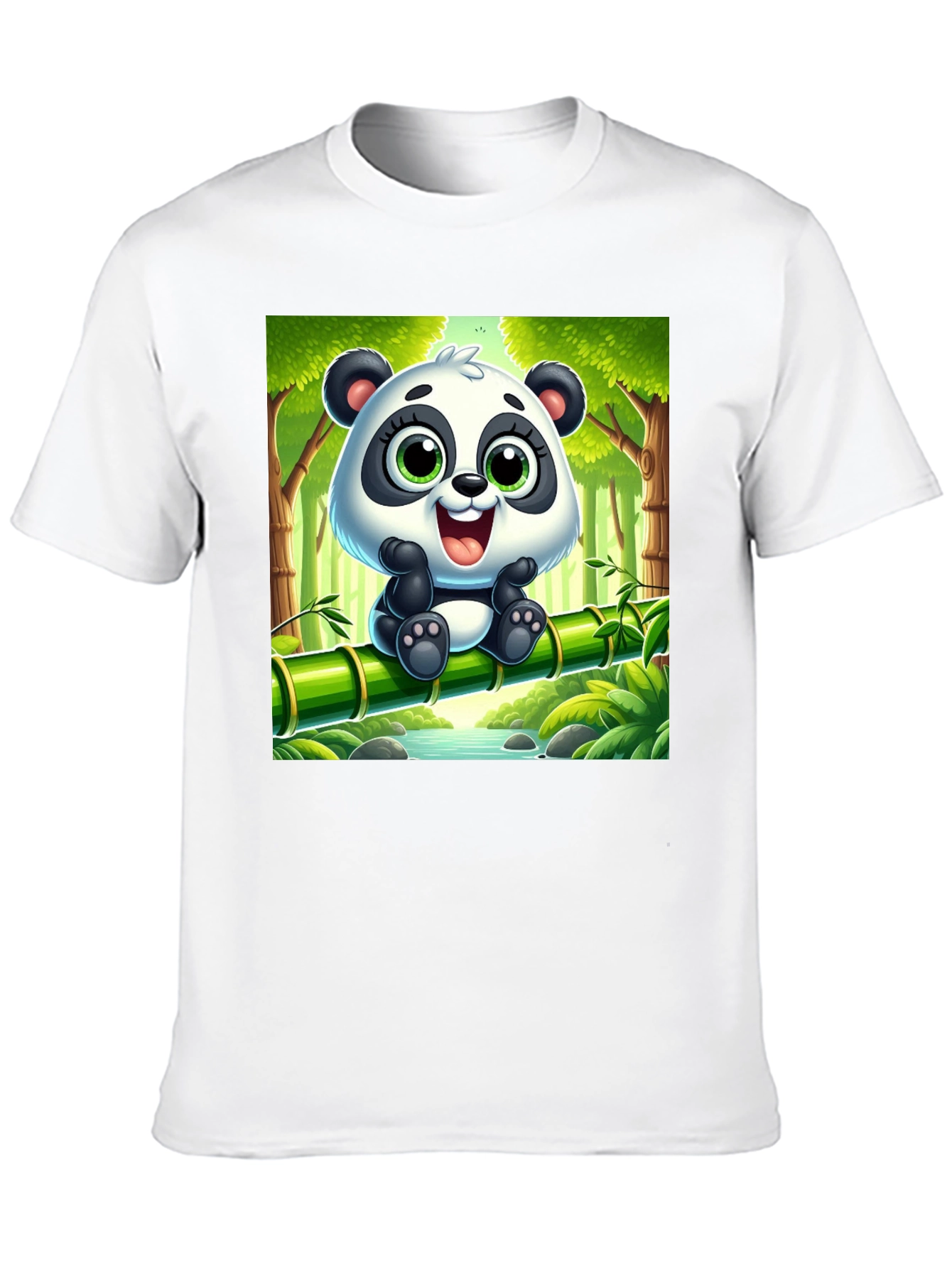 Black Cute Cartoon Panda T-Shirt view 10